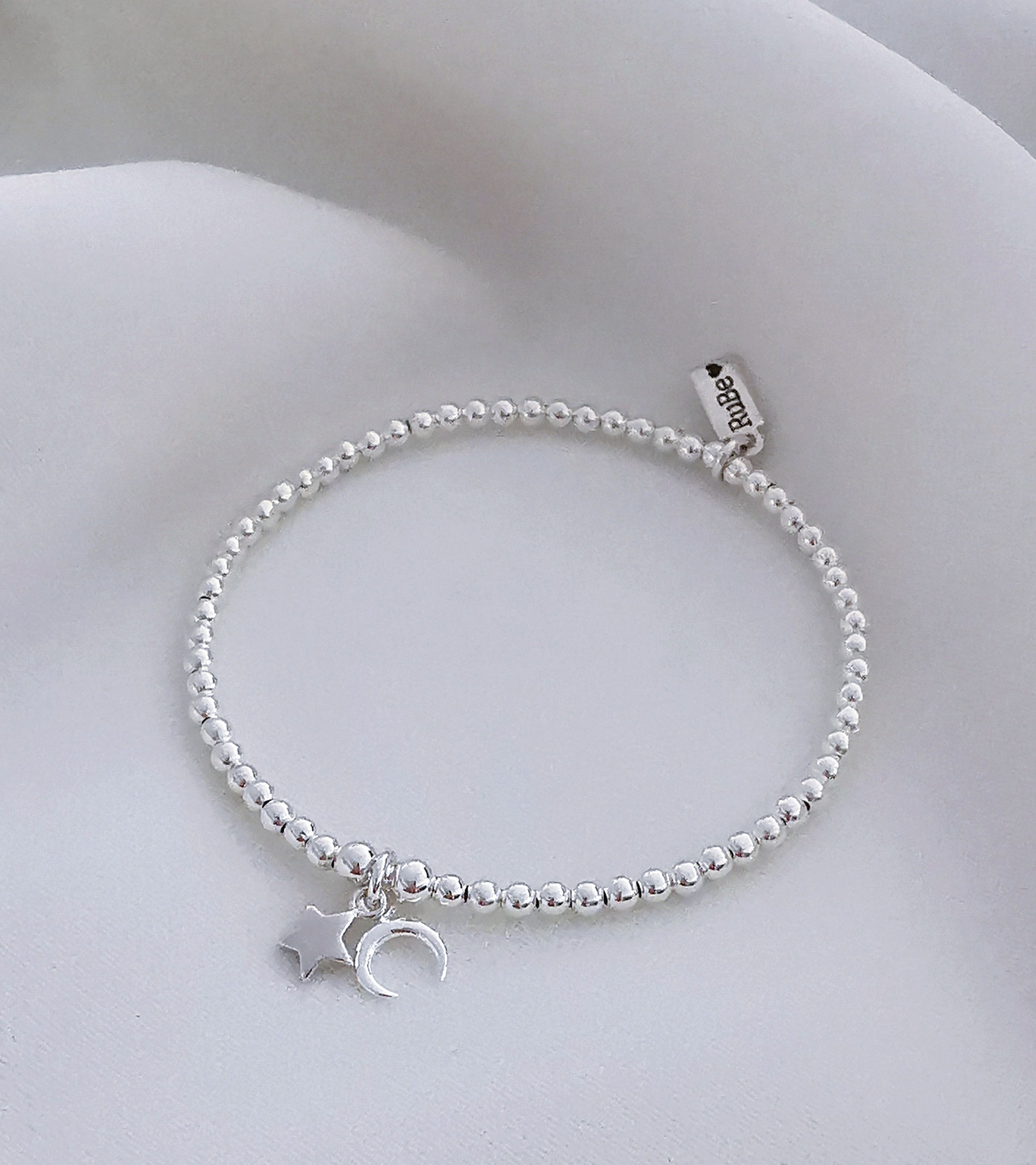 Sterling Silver Crescent Moon & Star Bracelet
