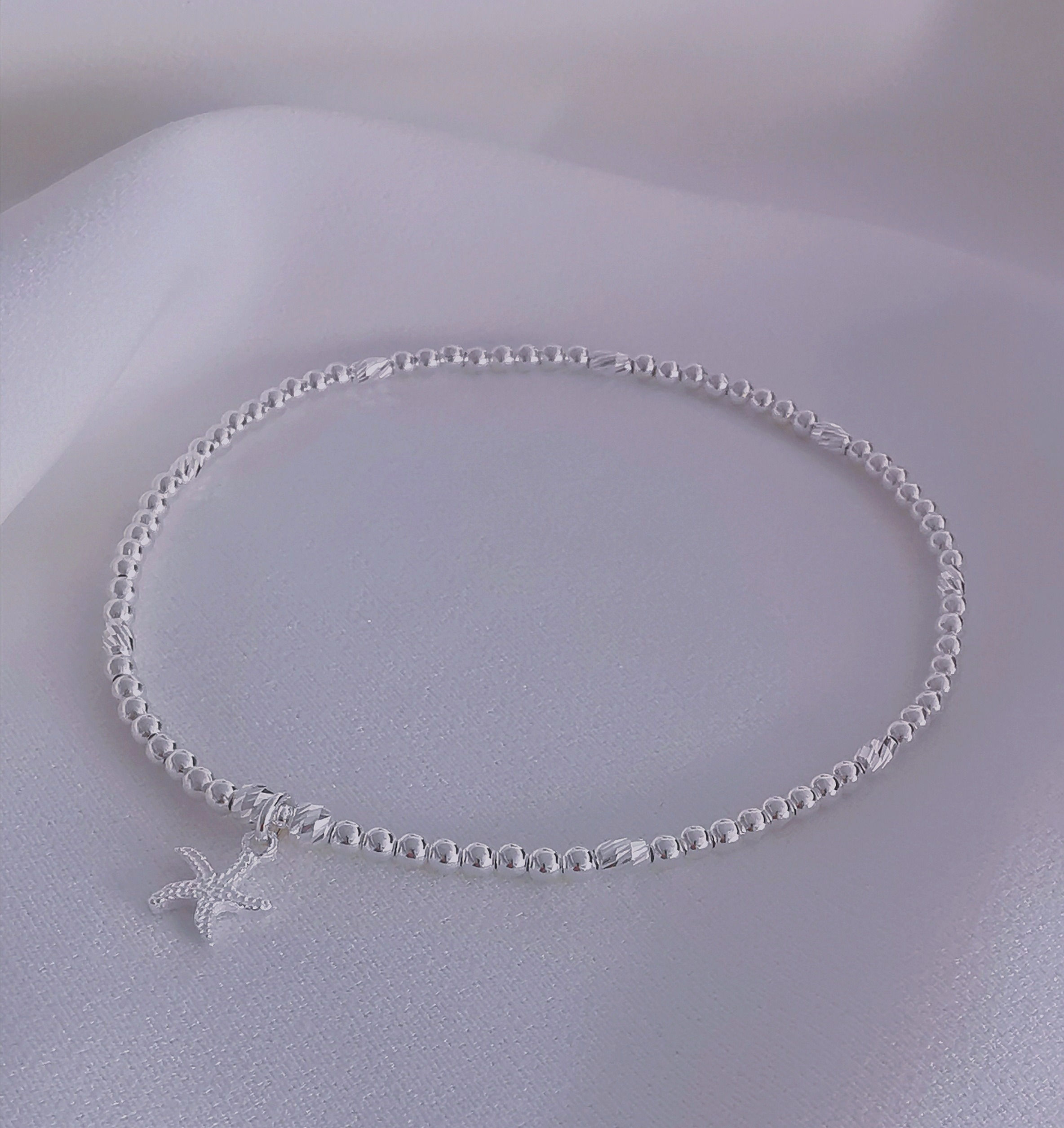 Sterling Silver Sparkle Starfish Anklet