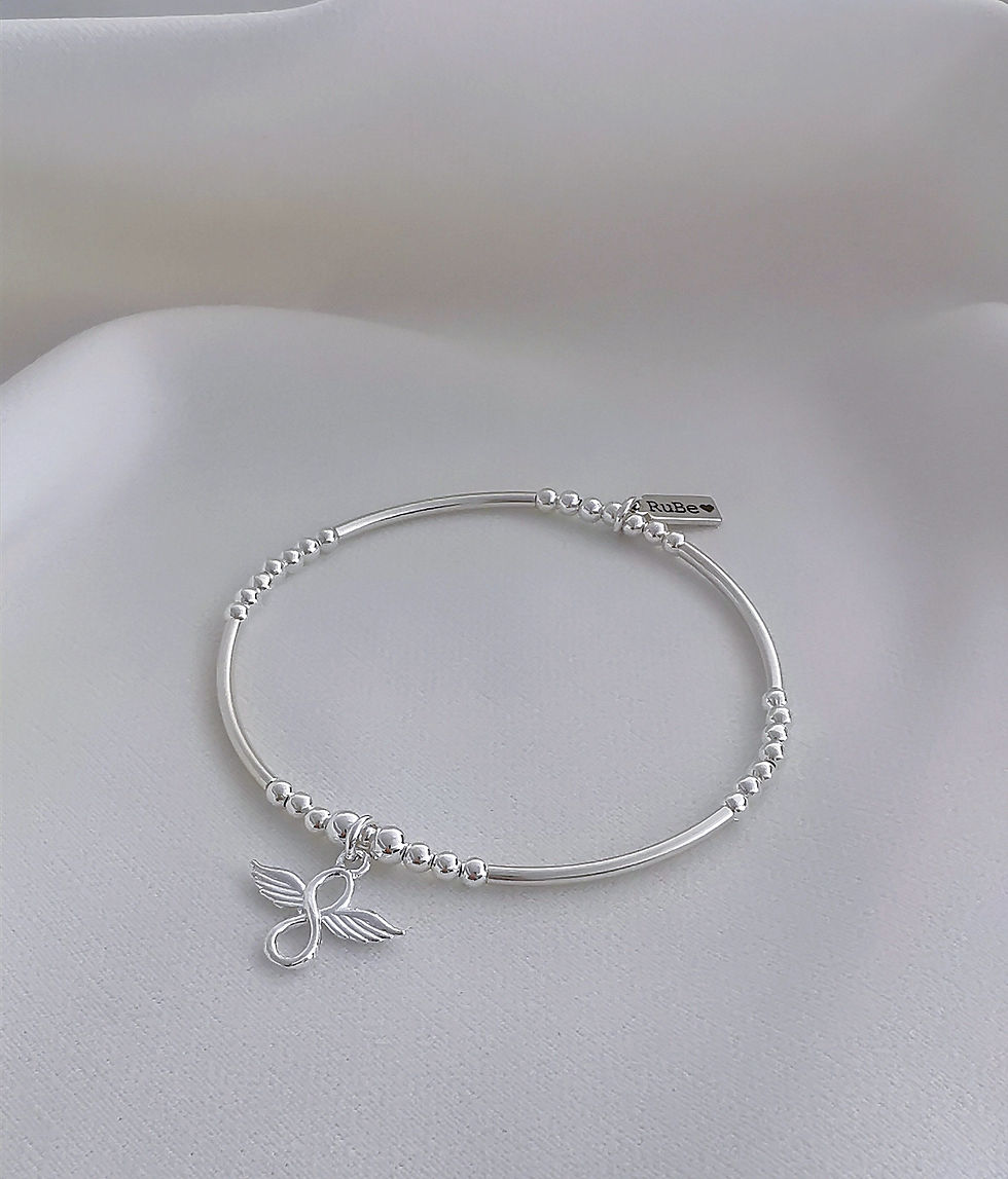 Sterling Silver Noodle & Infinity Angel Wing Bracelet