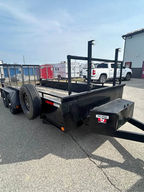 Used 7x16 landscape trailer with 7K GVWR, split gate, new tires, and ready for daily hauling.