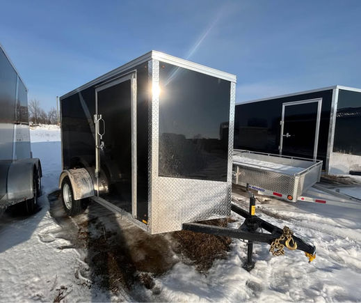 2026 5x10 V nose enclosed trailer (ramp an side door) hitch view