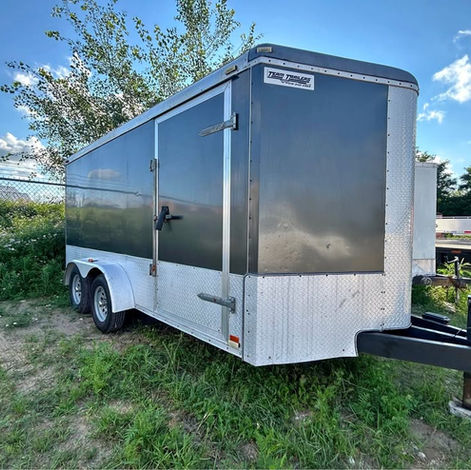Refurbished 2009 Atlas 7x14 enclosed trailer with ramp door, brand-new tires, hydraulic brakes, interior lighting, shore power, breaker panel, and a solid heavy-duty frame. Ready for work and available now at Team Trailers in Fergus, Ontario.