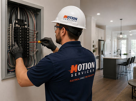 Licensed Motion Services electrician providing residential electrical services in Orangeville, including panel upgrades, troubleshooting, and home electrical repairs.