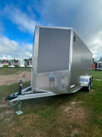 2027 Bearco 7x16 Deluxe Aluminum Enclosed Trailer featuring a 7' roof, 3,500 lb axles, mag wheels, LED spoiler kit, heavy-duty ramp and durable interior. In stock at Team Trailers.