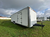 2007 refurbished 24 ft x 102 in car hauler trailer with 5,200 lb axles, a 2 5/16" ball coupler, ramp door, beavertail, fiberglass walls, pressure-treated flooring, finished ceiling, and a very solid frame with no rust issues. Yellow safety stickers are kept up to date.
