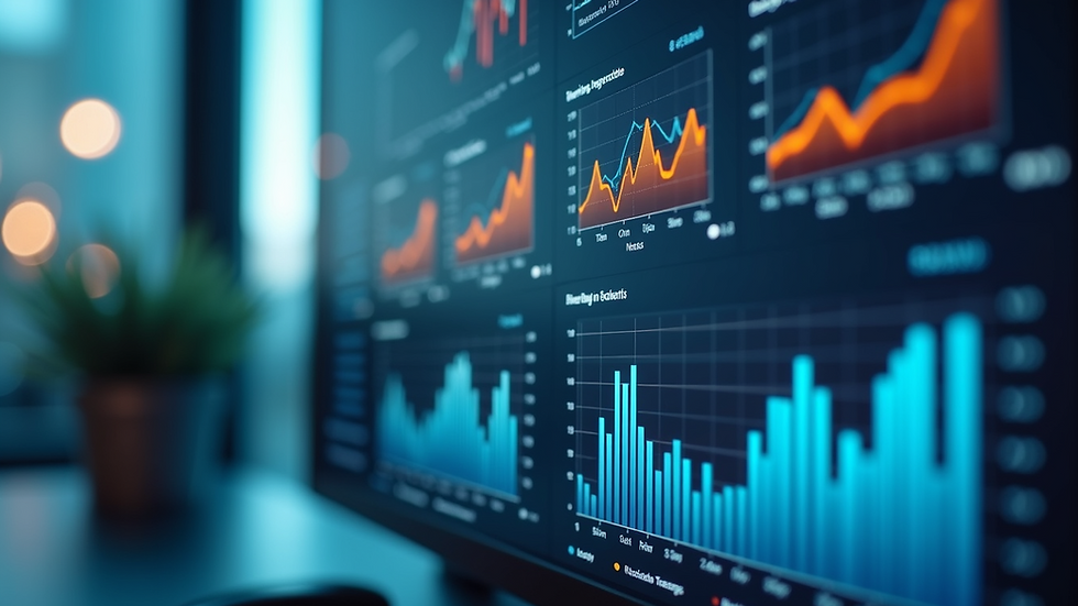 Eye-level view of a digital dashboard showing marketing analytics