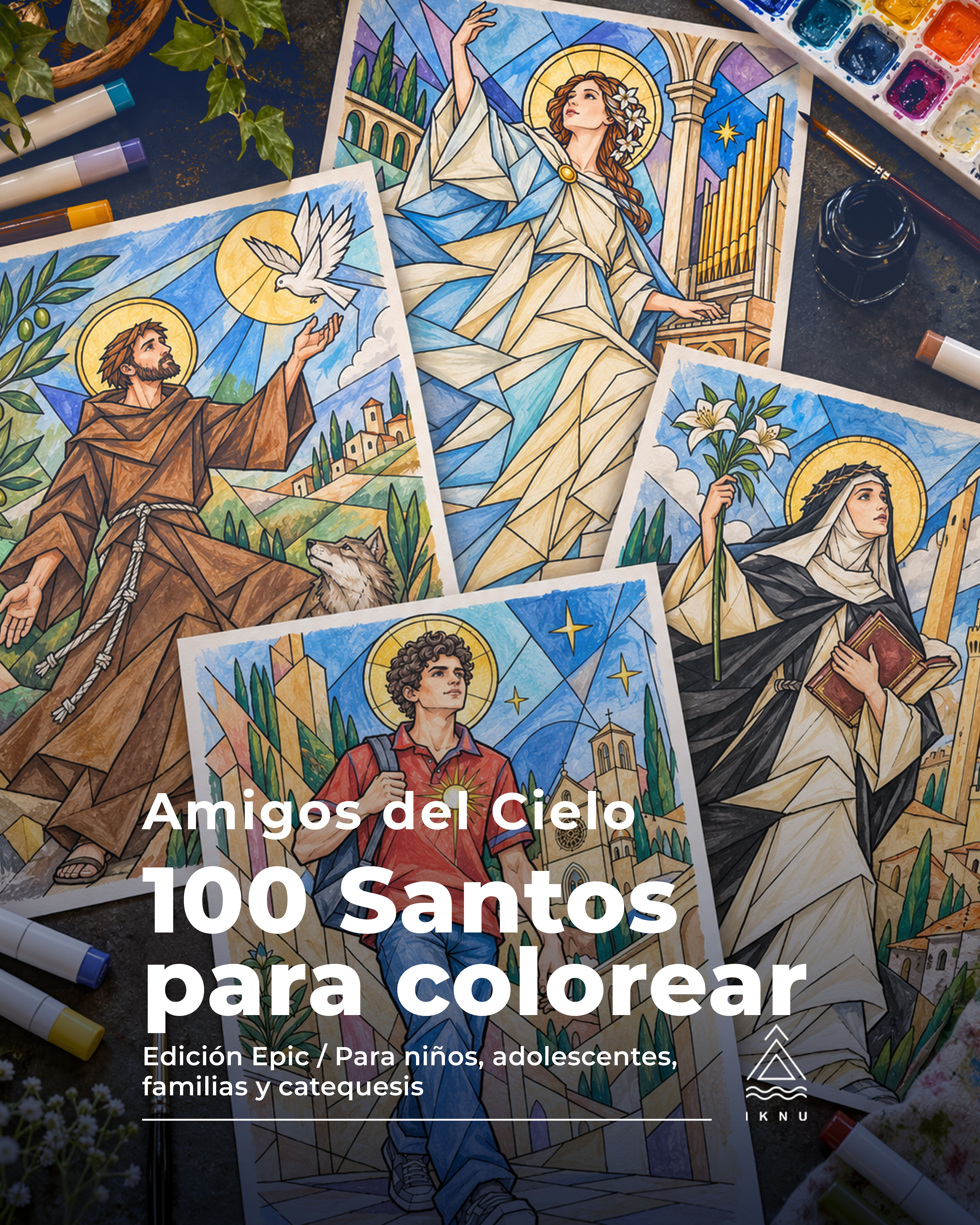 Libro Amigos del Cielo / 100 Santos para colorear / Edición Epic