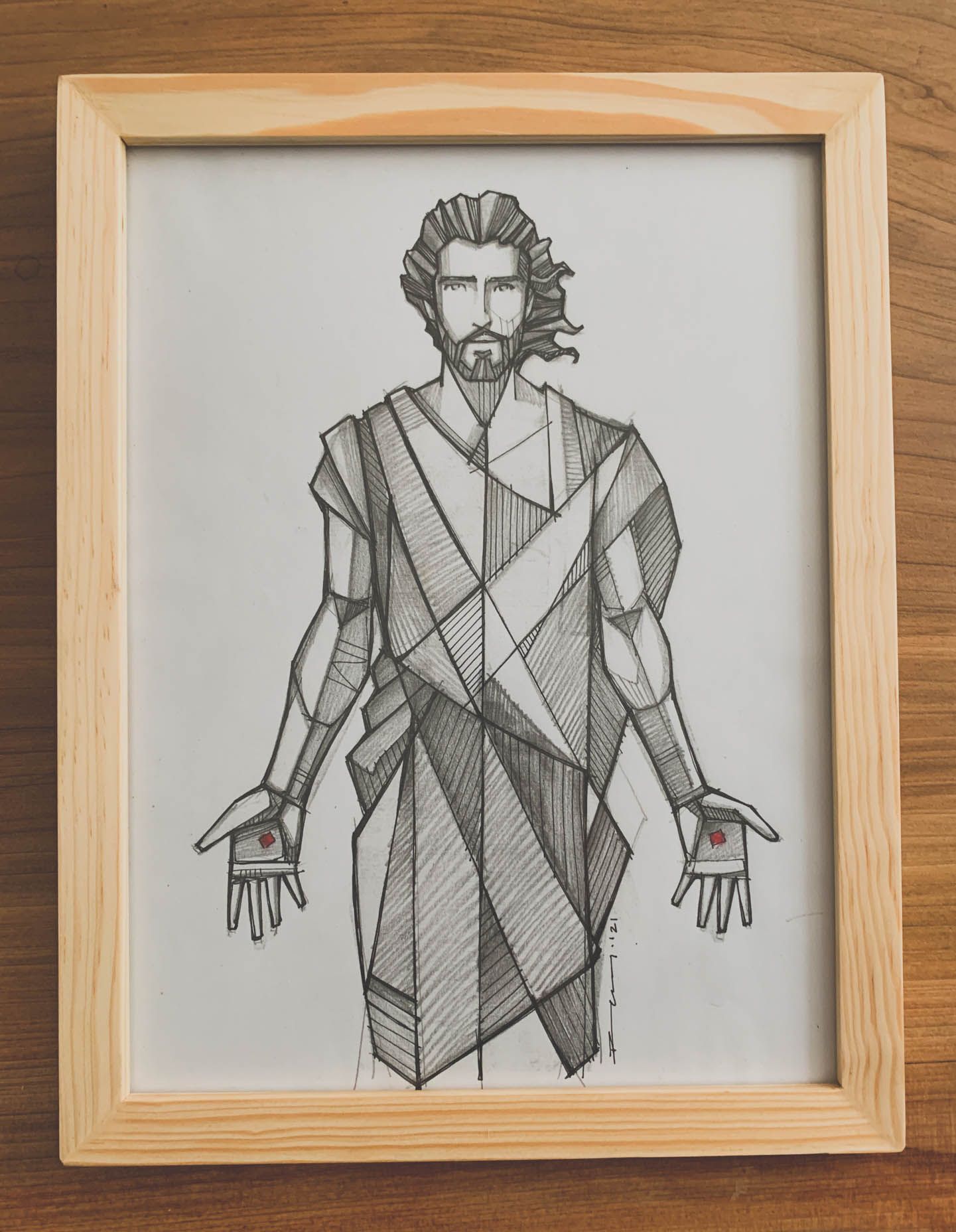 Jesús Resucitado / Dibujo a tinta y grafito / pequeño formato