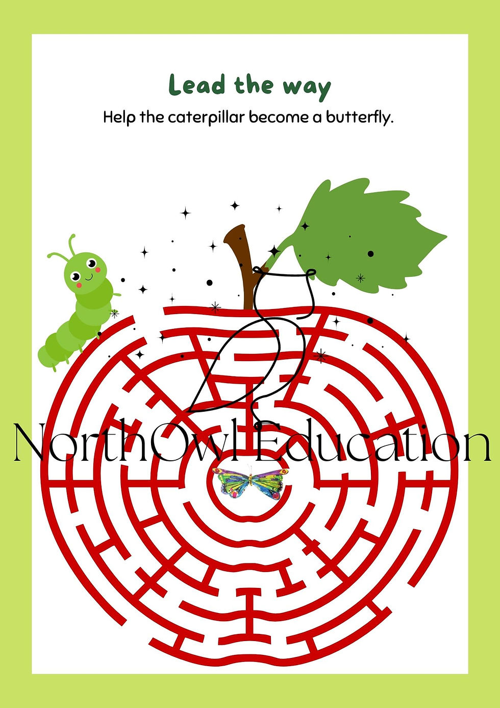 Miniatyrbilde: Caterpillar worksheet -småtrinnet