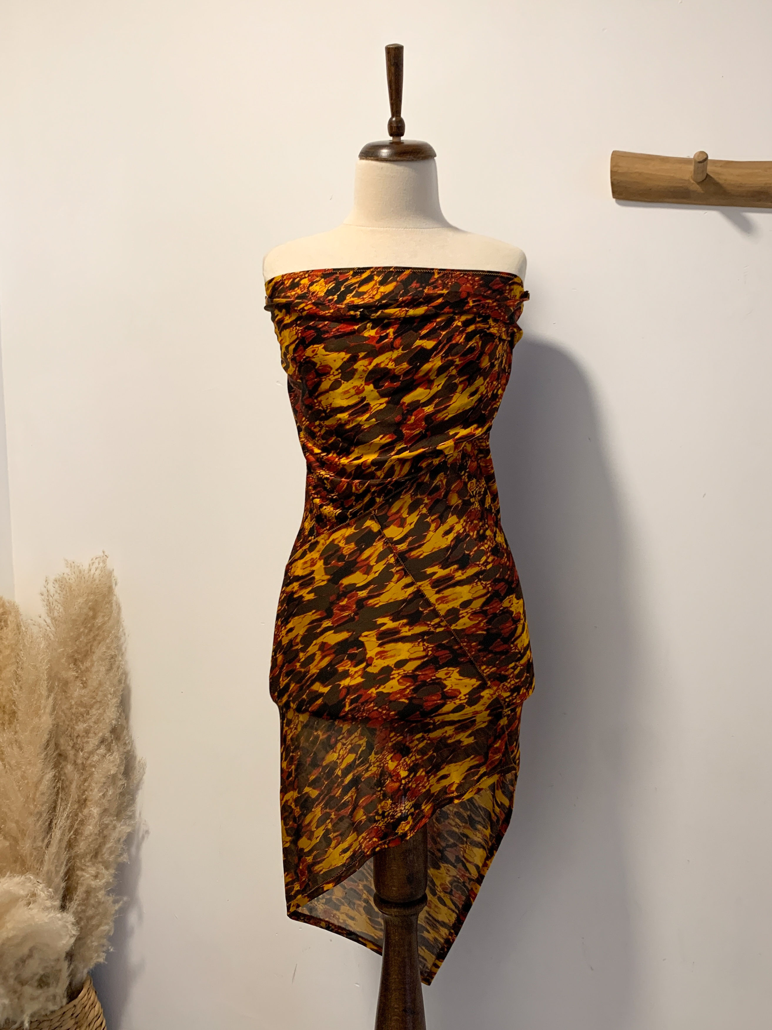 שמלת סטרפלס פרינט Jean-Paul Gaultier