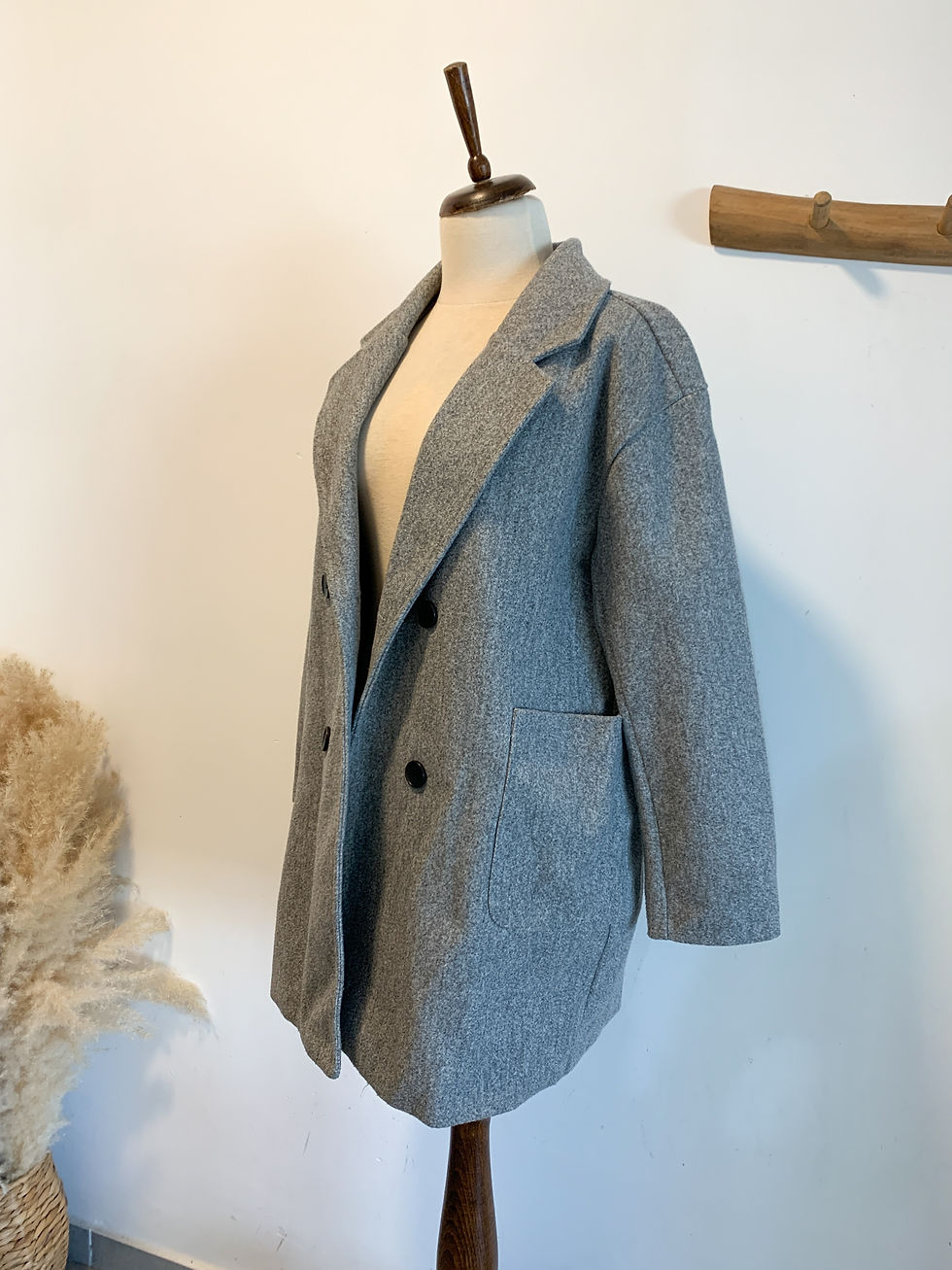 תמונה ממוזערת: מעיל צמר מידי אפור