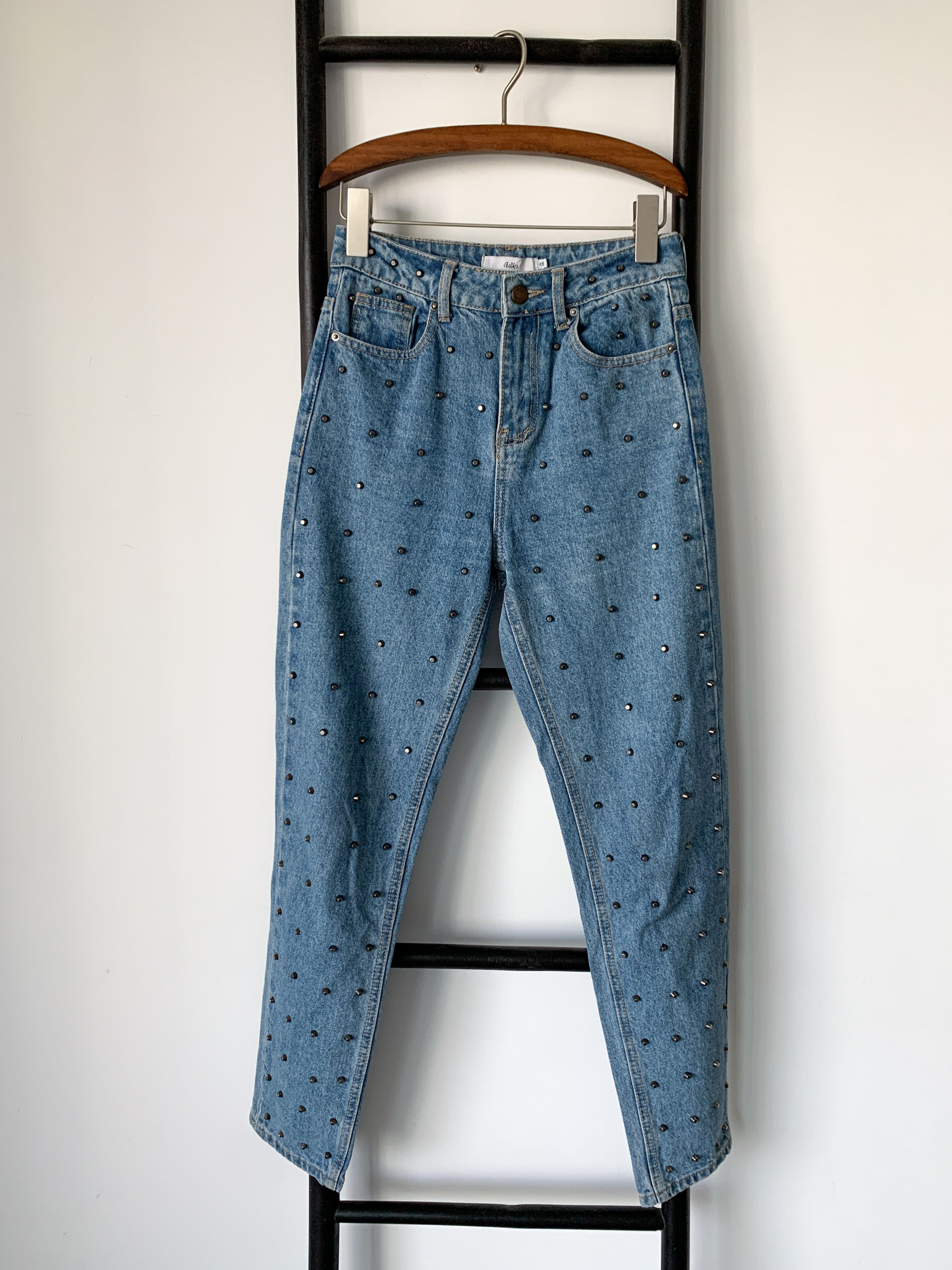 סקיני ג'ינס כחול דיטייל ניטים