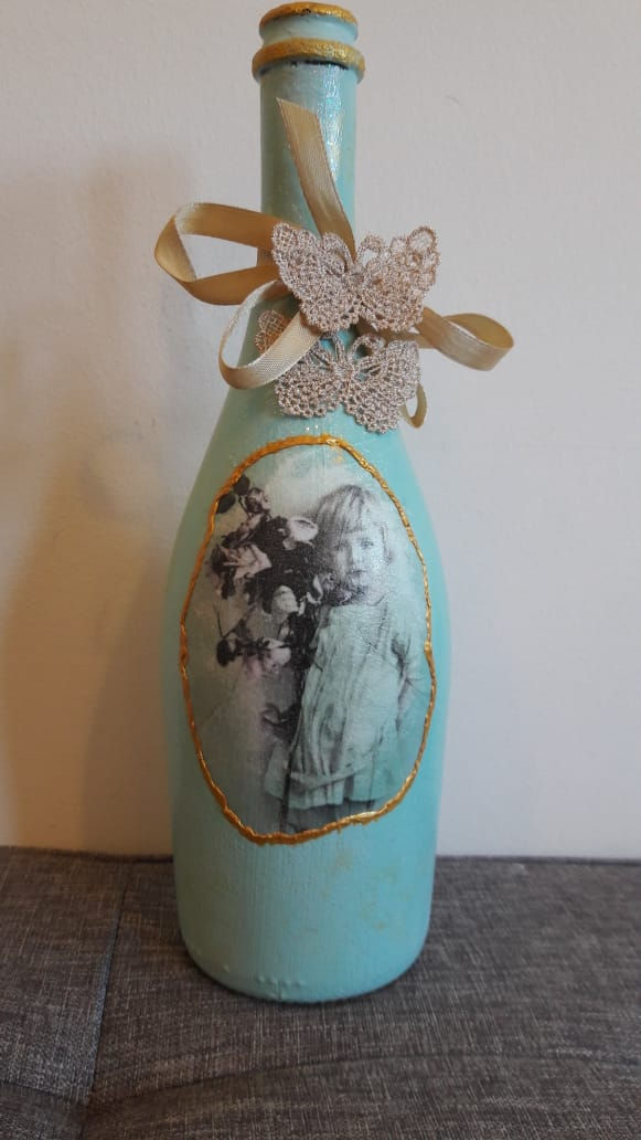 Thumbnail: Decoupage -Flower Pot / Bottles