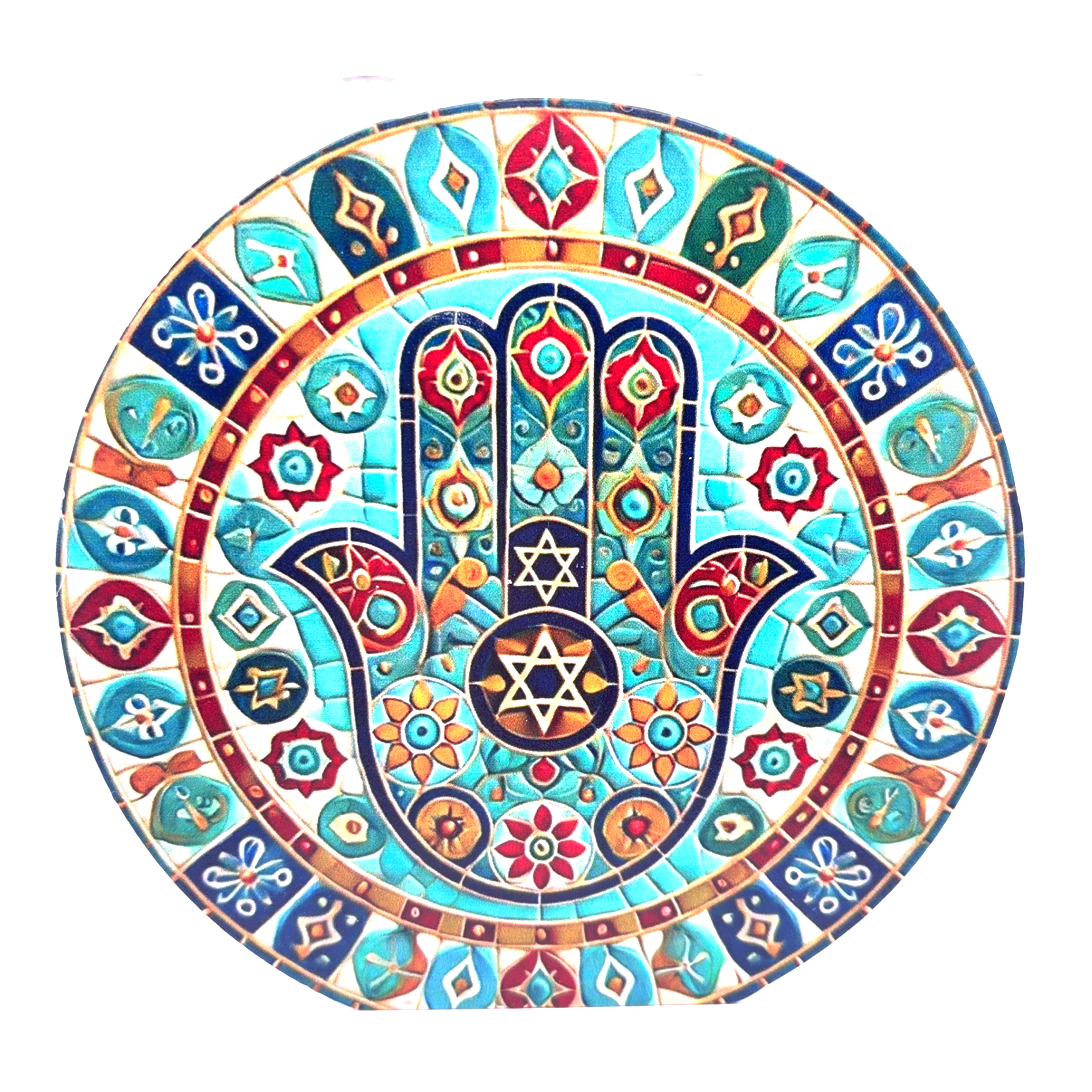 בלוק עגול מעוצב חמסה ומגן דוד