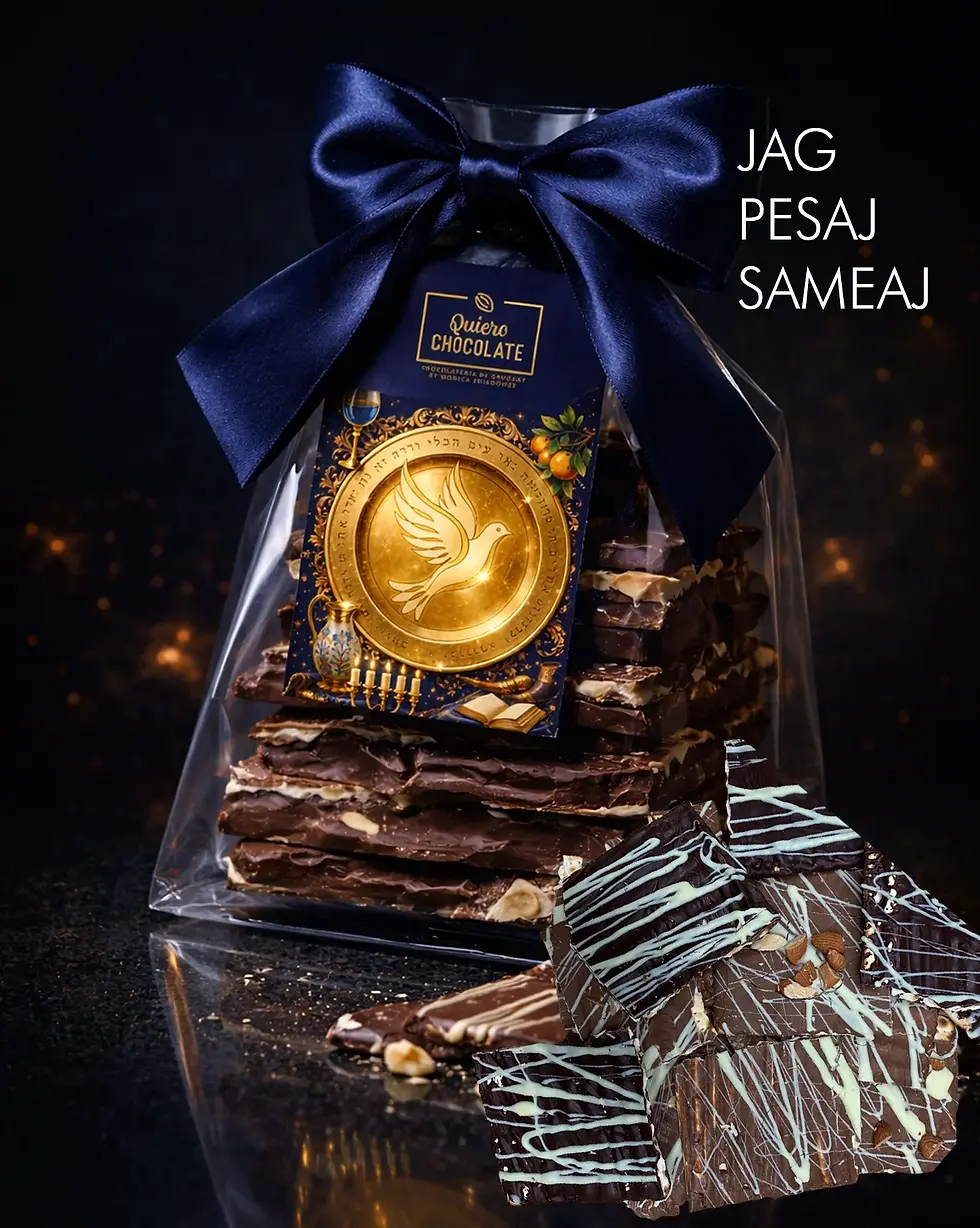 Barra de chocolate artesanal Quiero Chocolate, vista frontal