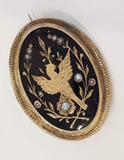 Vintage Bird Brooch Black