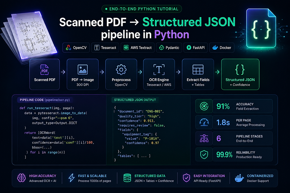 Build a Scanned PDF to Structured JSON Pipeline in Python (End-to-End)