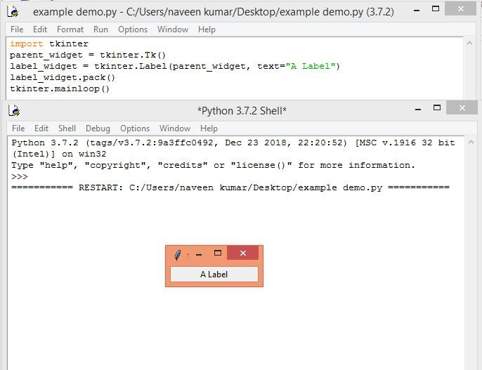 what is label in tkinter