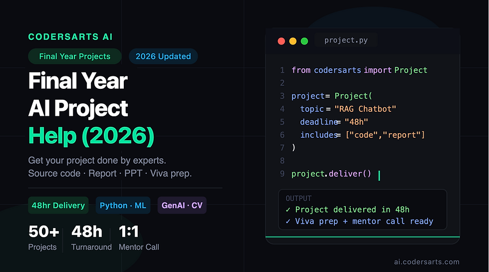 Final Year AI Project Help (2026) — Get Your Project Done by Experts