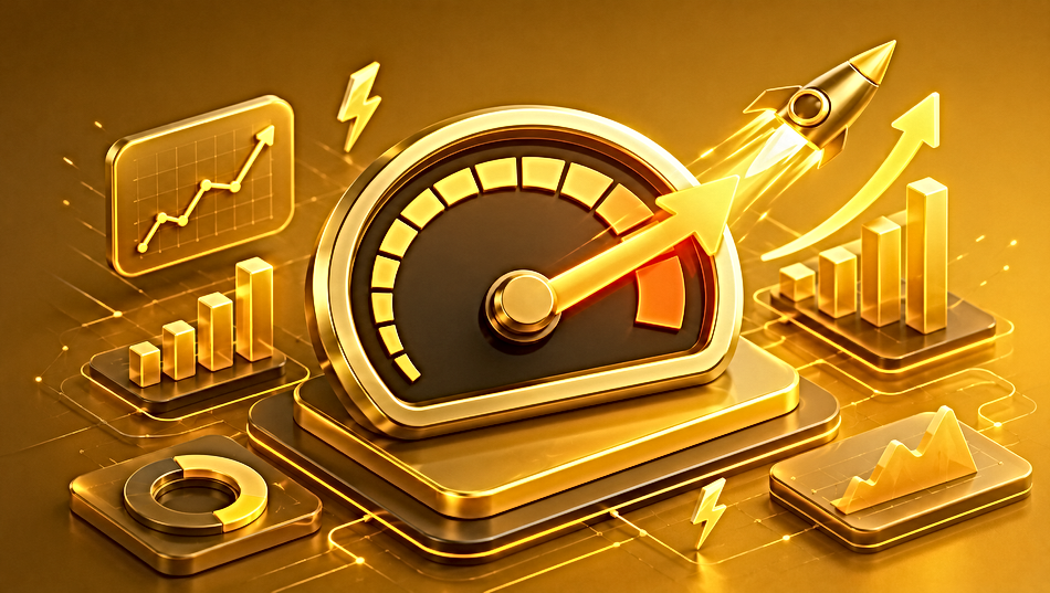 Golden Speedometer Performance Dashboard