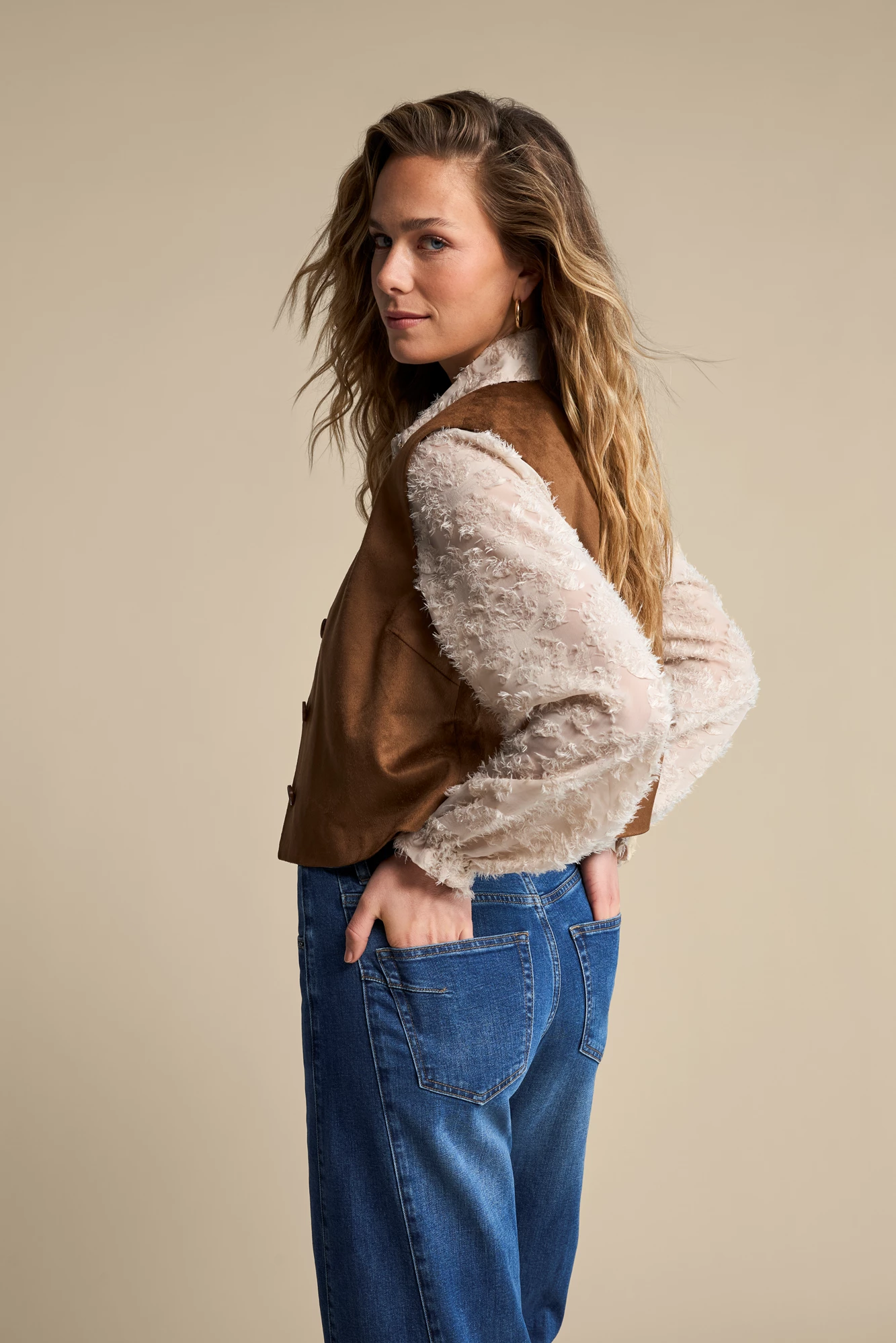 Blouse fringes stone Red Button