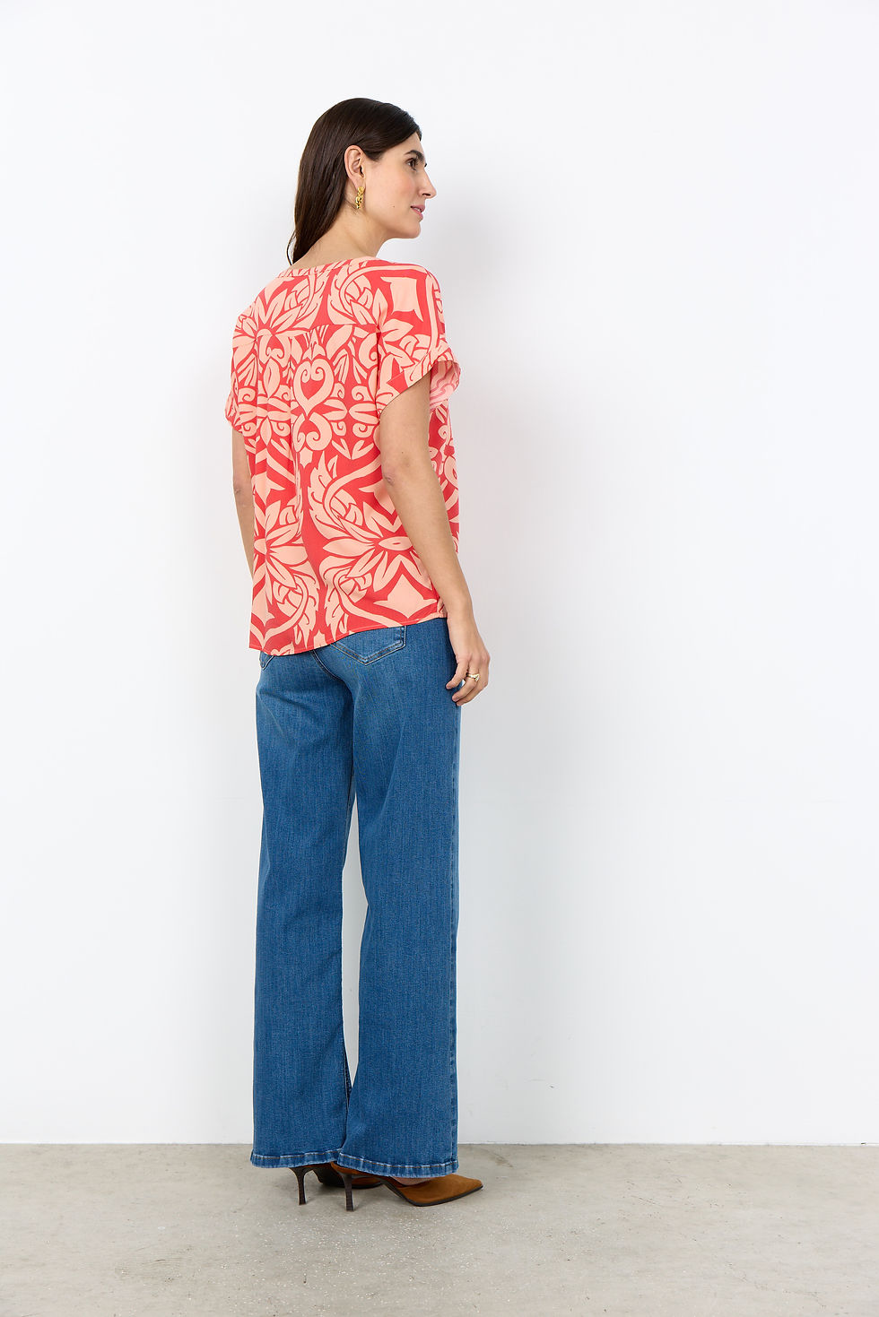 Thumbnail: Rode blouse met natuurlijke print Soyaconcept