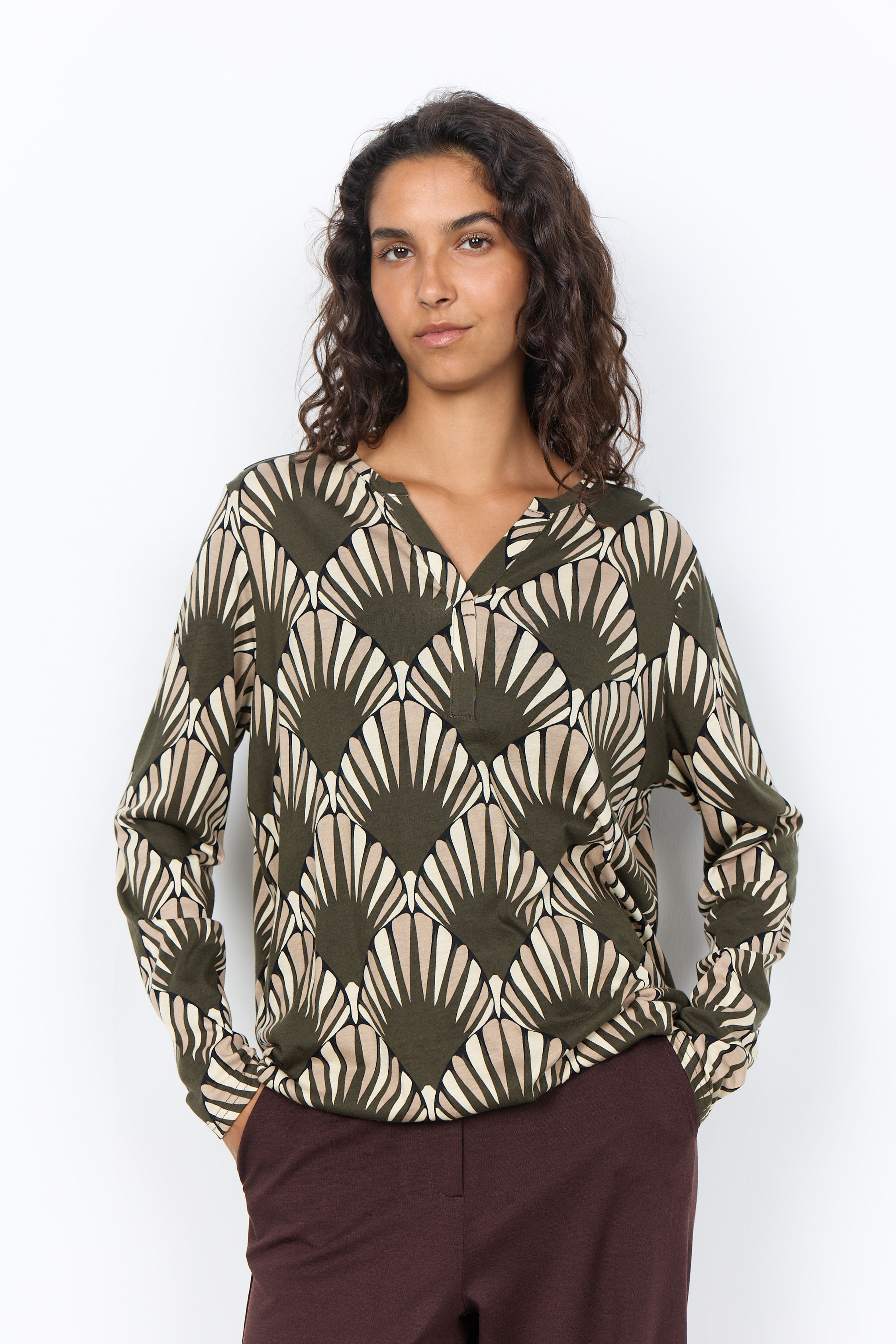 Groene blouse met geometrische print Soyaconcept