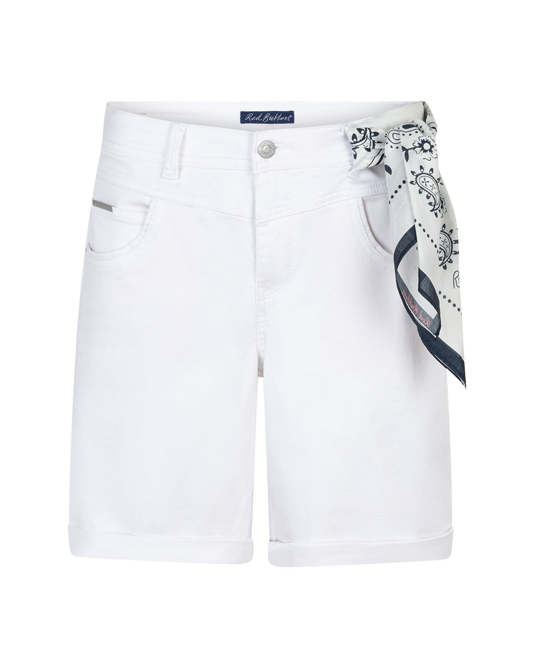 Relax Short Jog Colour White & Scarf Red Button