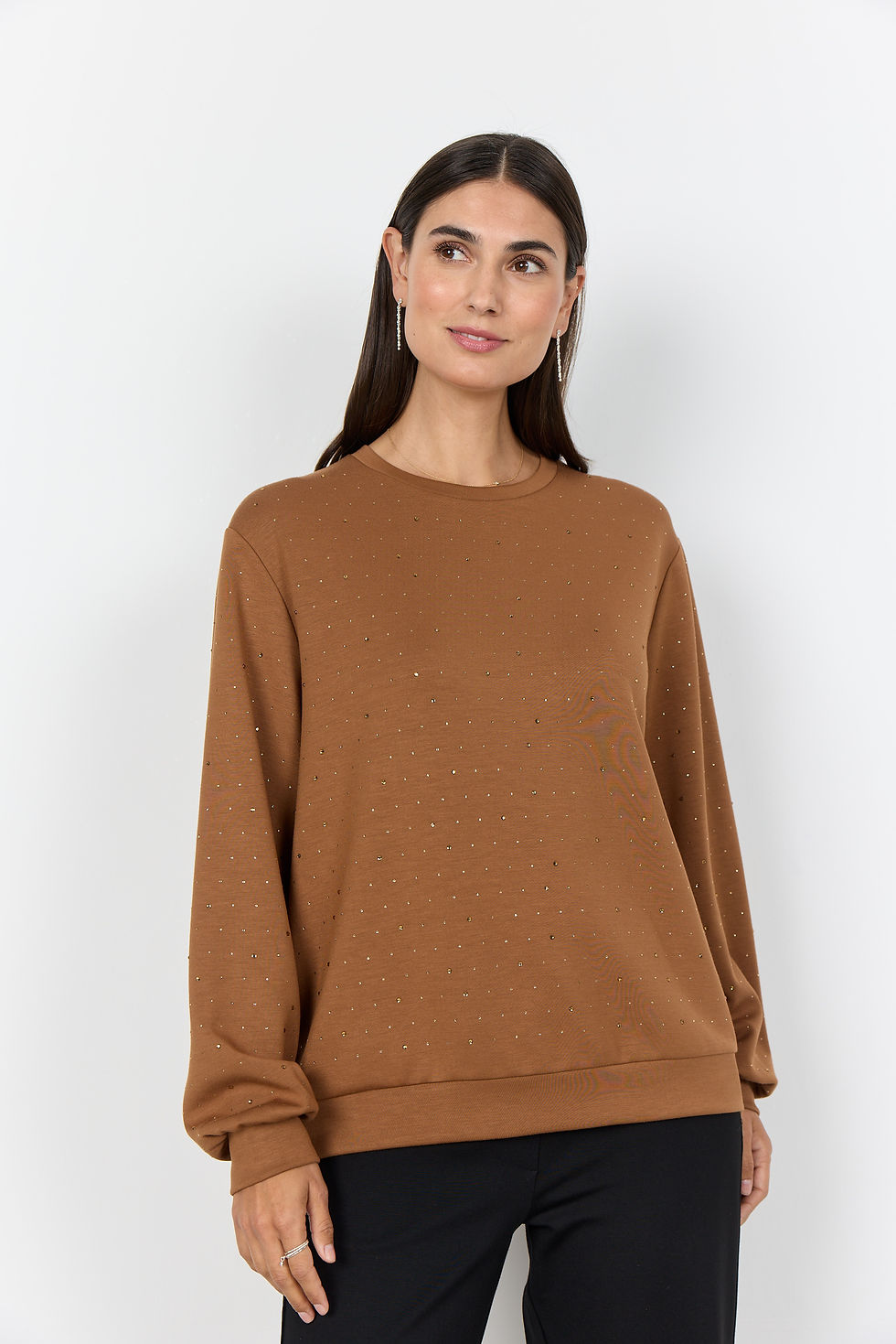 Camel pullover met glitter details Soyaconcept