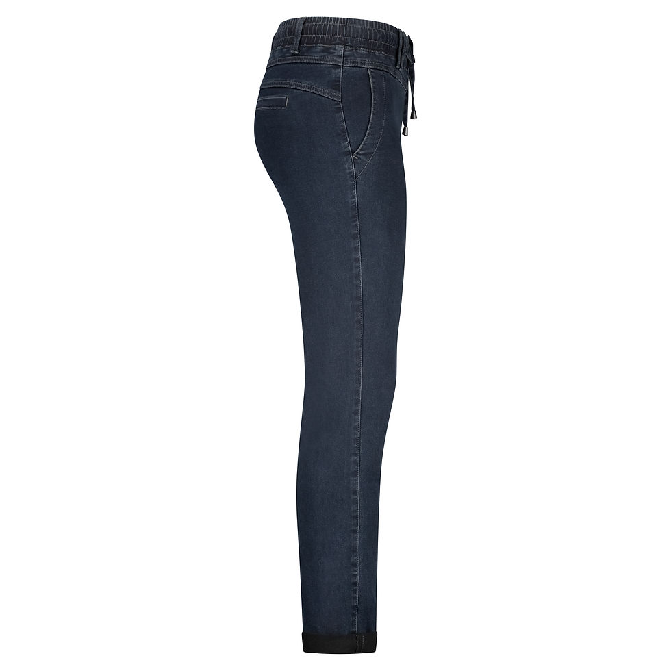 Thumbnail: Tessy Denim Ribjog Dark Stone Used Red Button