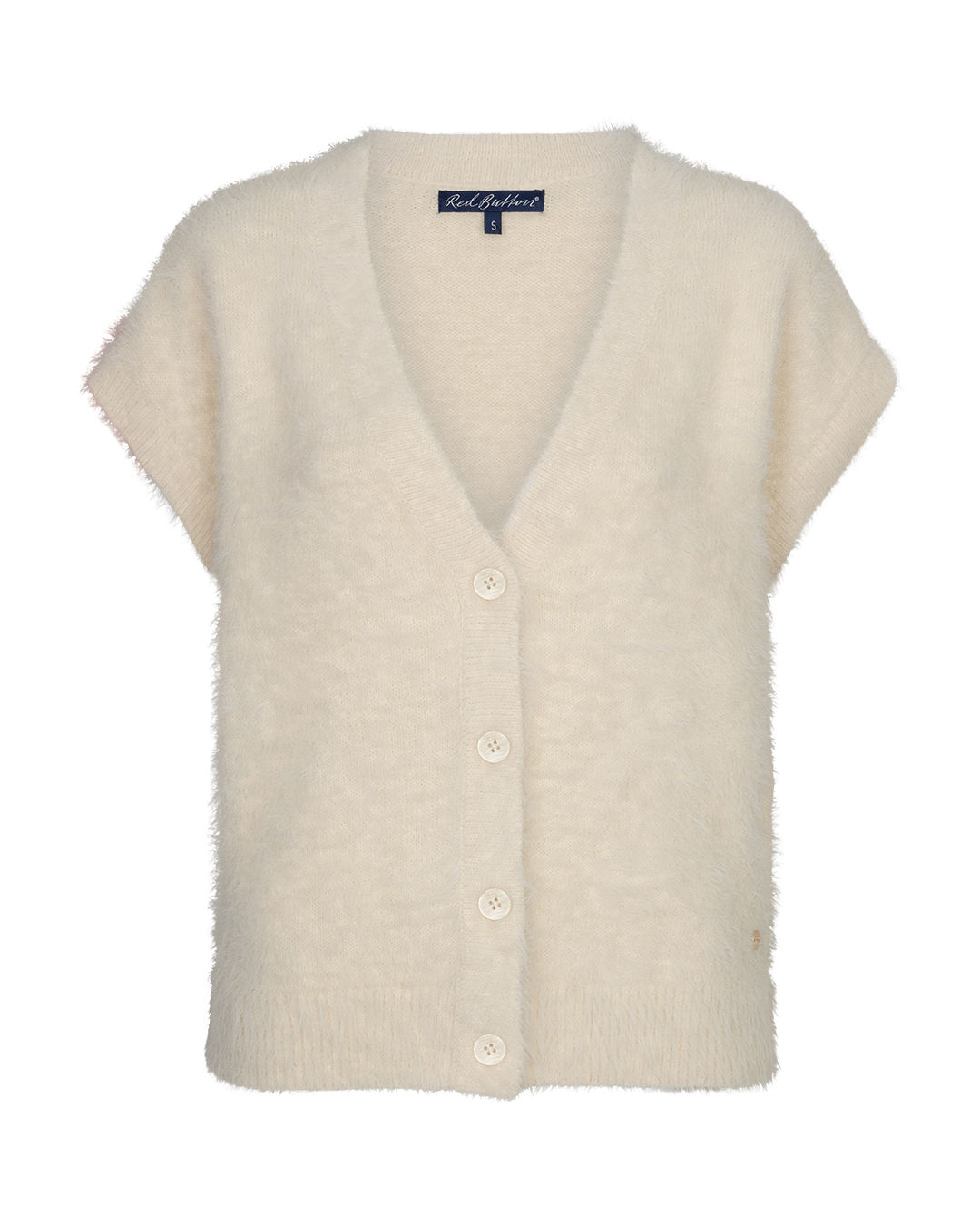 Sleeveless fuzzy cream Red Button