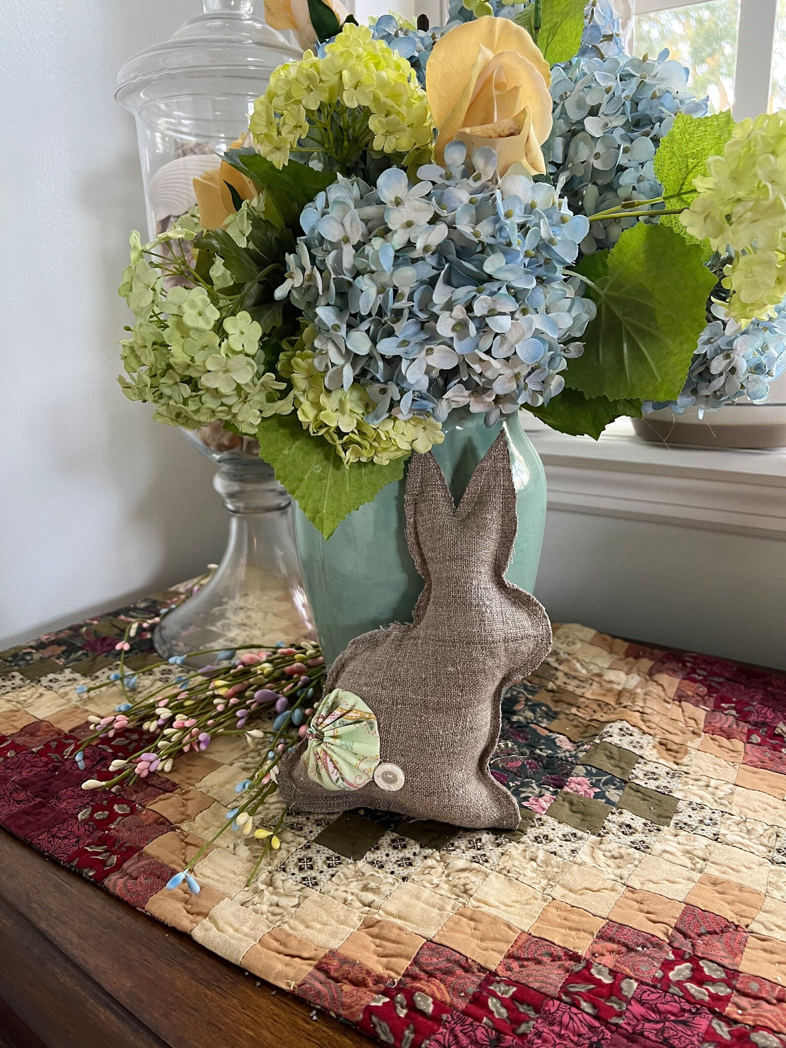 Antique Linen Bunny Pillow, 6 x 8 Inches
