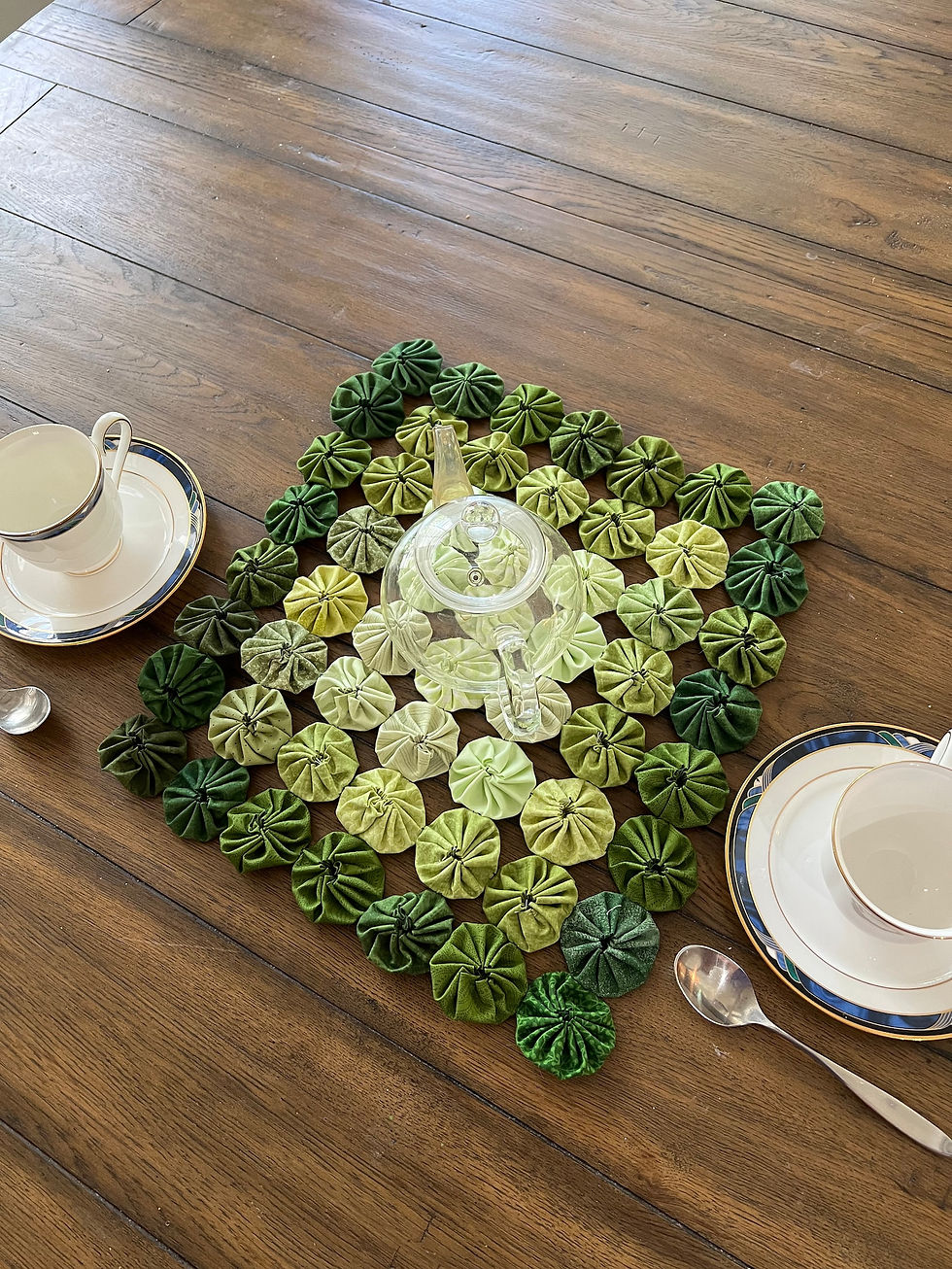 Thumbnail: Green Ombré Yo-Yo Table Runner, 14 x 16 Inches