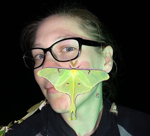 Luna moth on the Tanya Dapkeys face