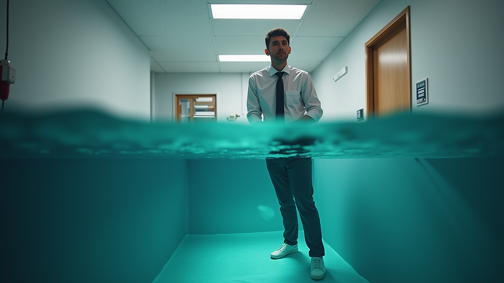 Vue en plongée d’un technicien utilisant un aspirateur écologique dans un bureau moderne