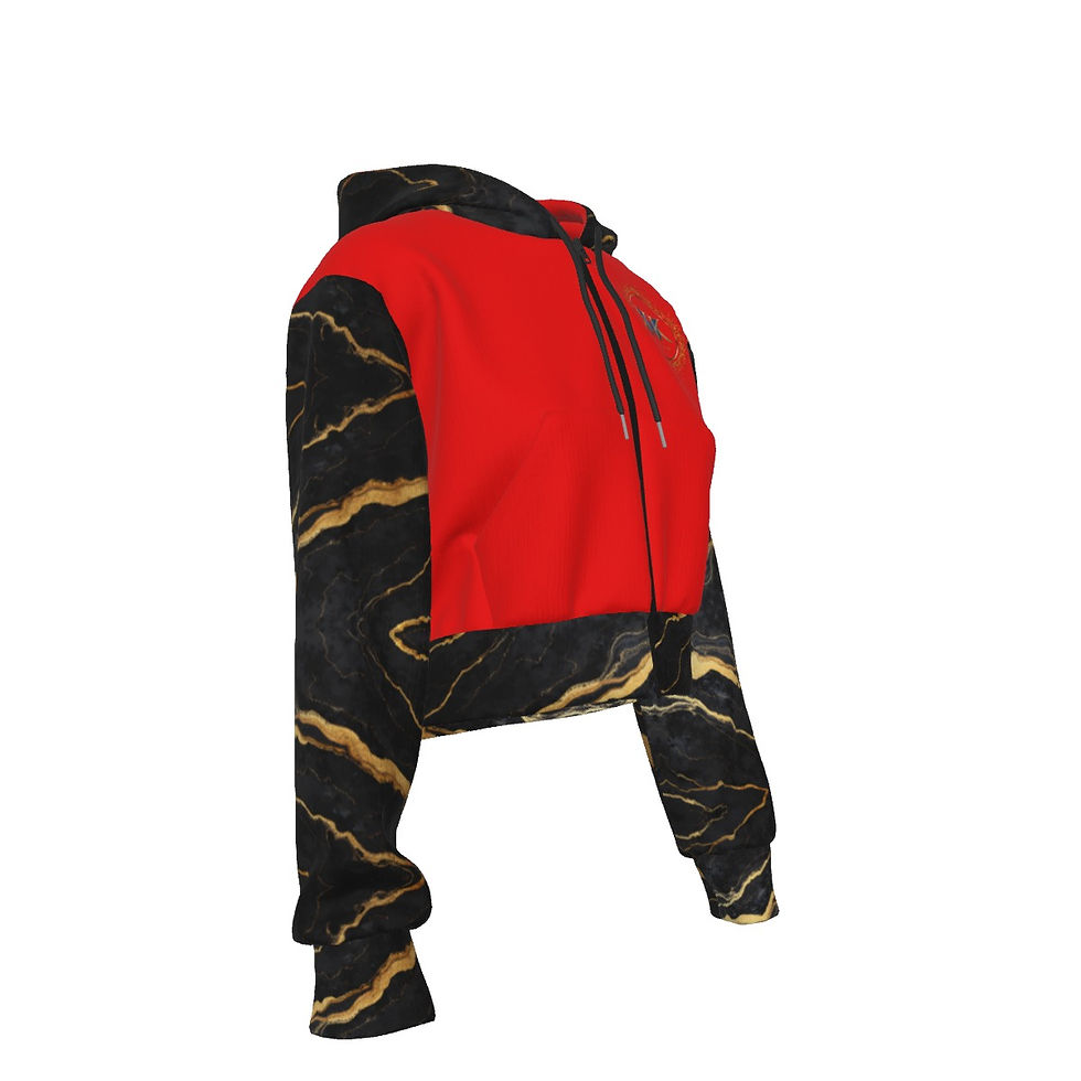 Thumbnail: All-Over Print Women's Crop Top Hoodie With Zipper Closure