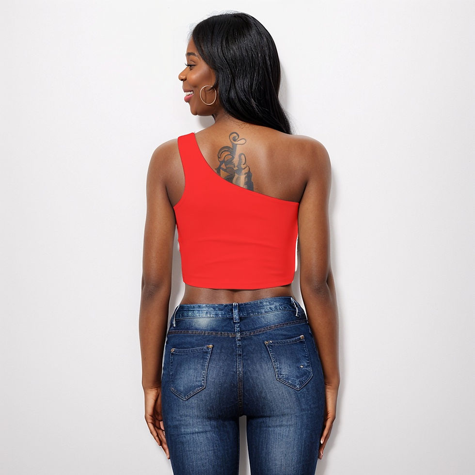 Thumbnail: Comfort Red Women's One-Shoulder Cropped Top