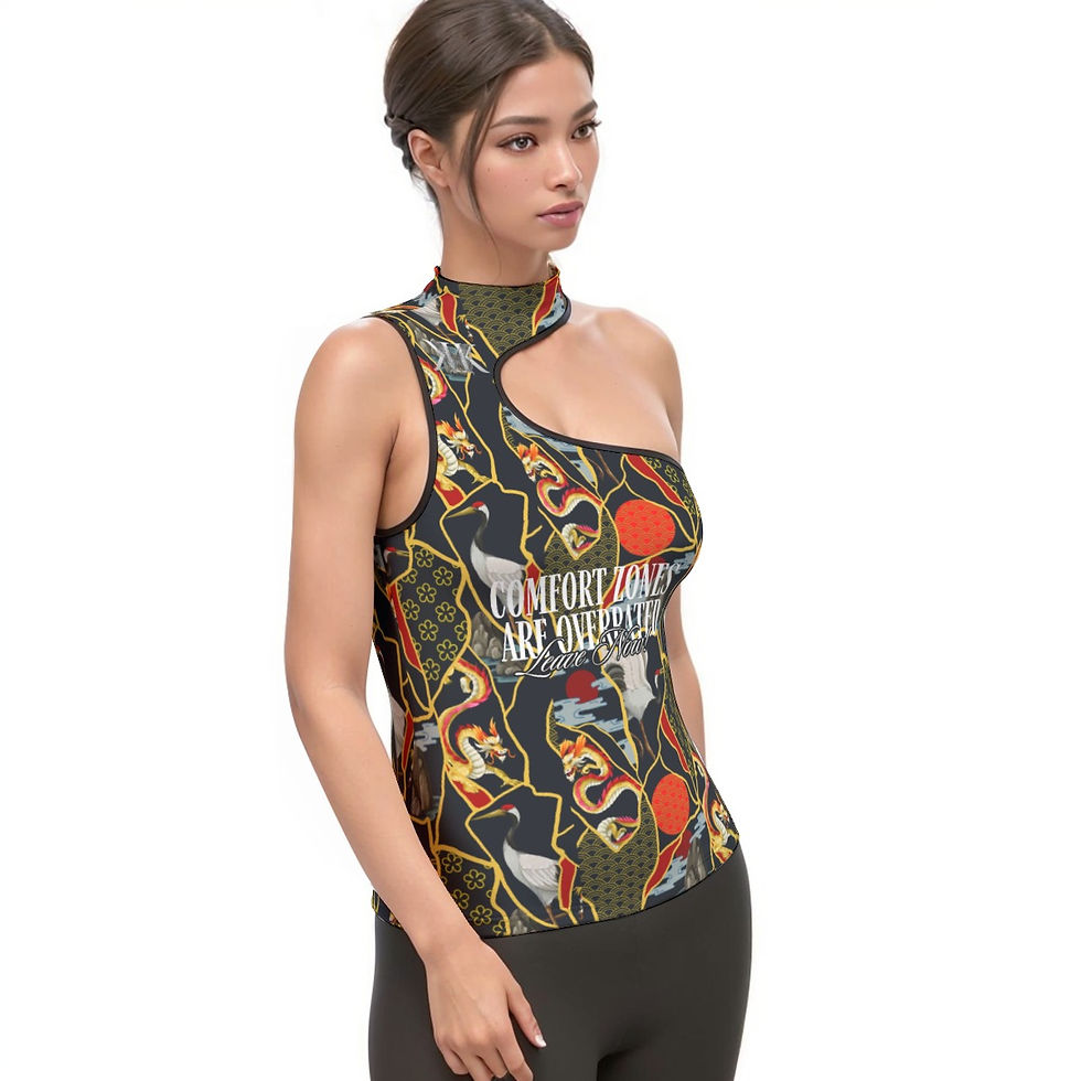 Thumbnail: Samurai Women's Halter Sleeveless Asymmetrical Tank Top