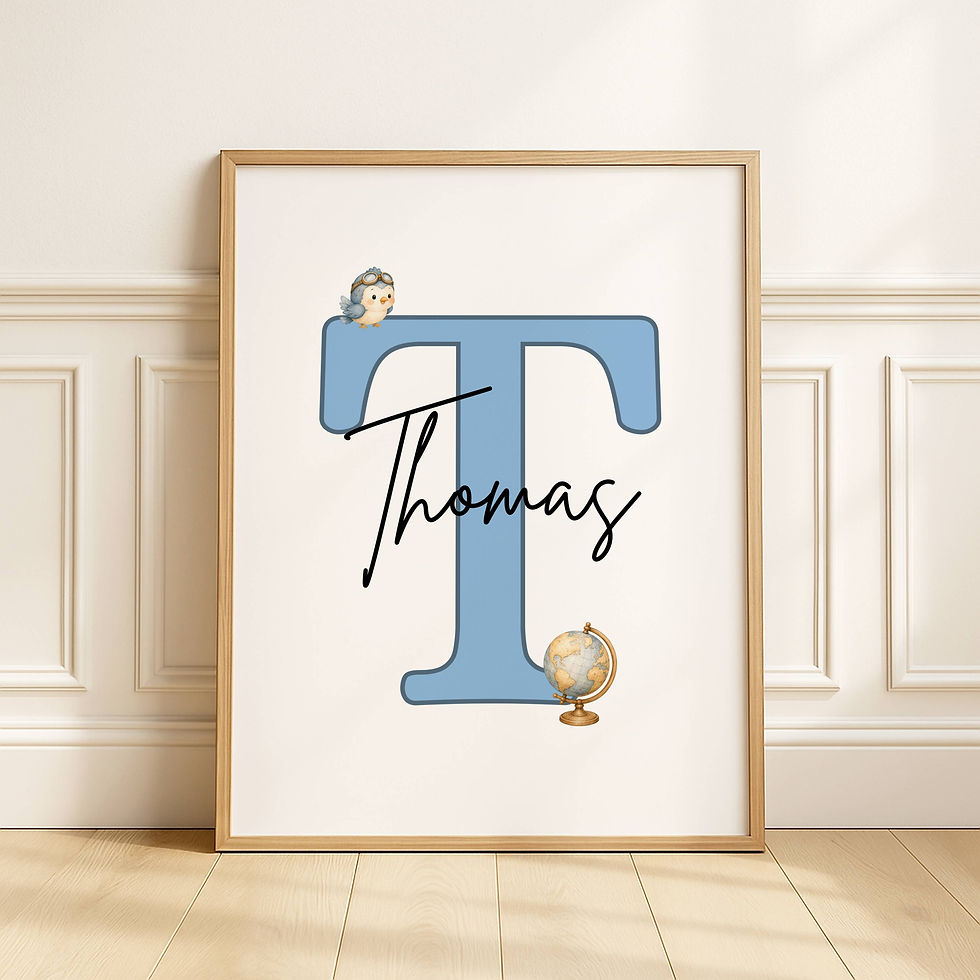 Thumbnail: Custom Airplane Teddy Bear Nursery Wall Art Set