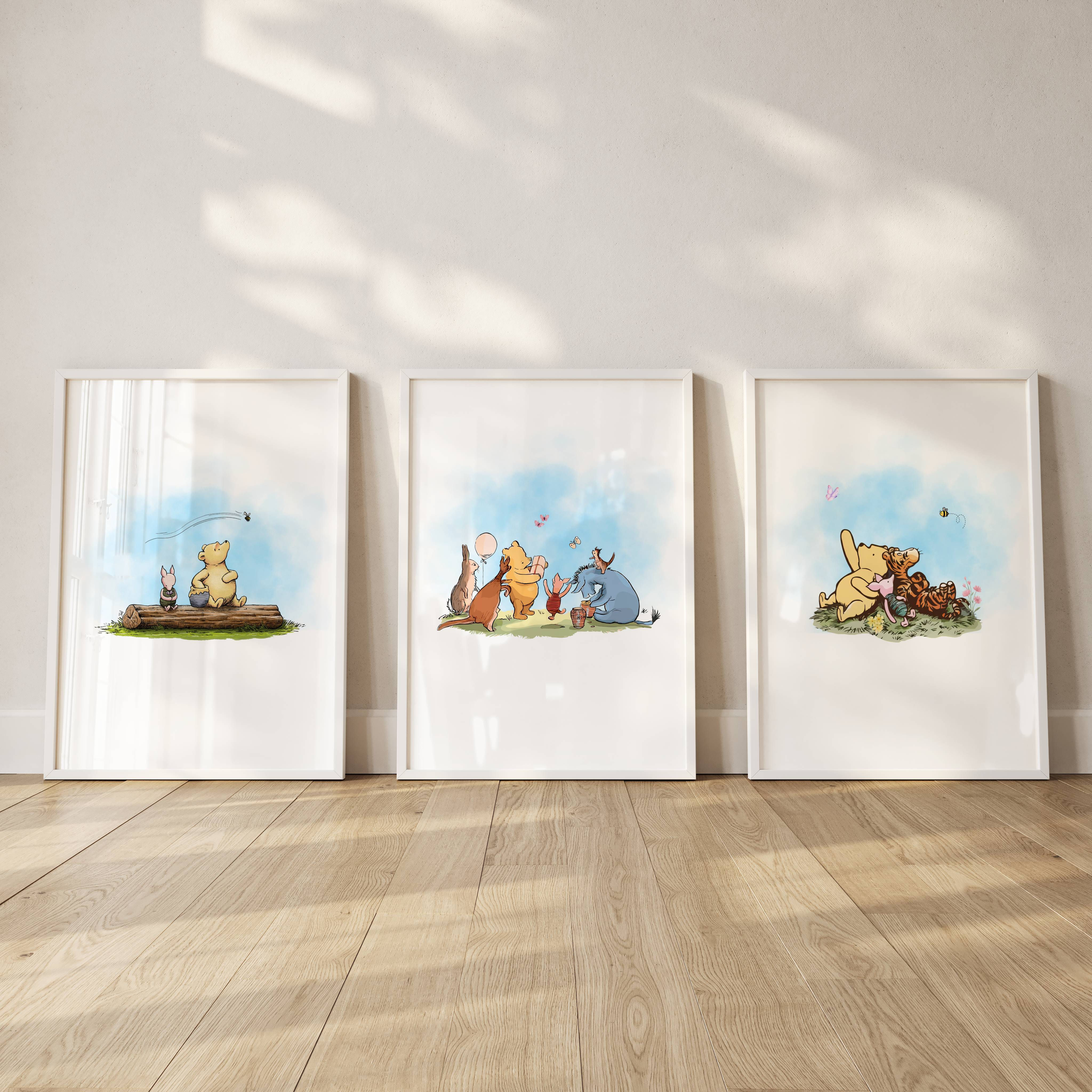 Winnie the Pooh Nursery Wall Art Floral Vintage Nursery Decor 