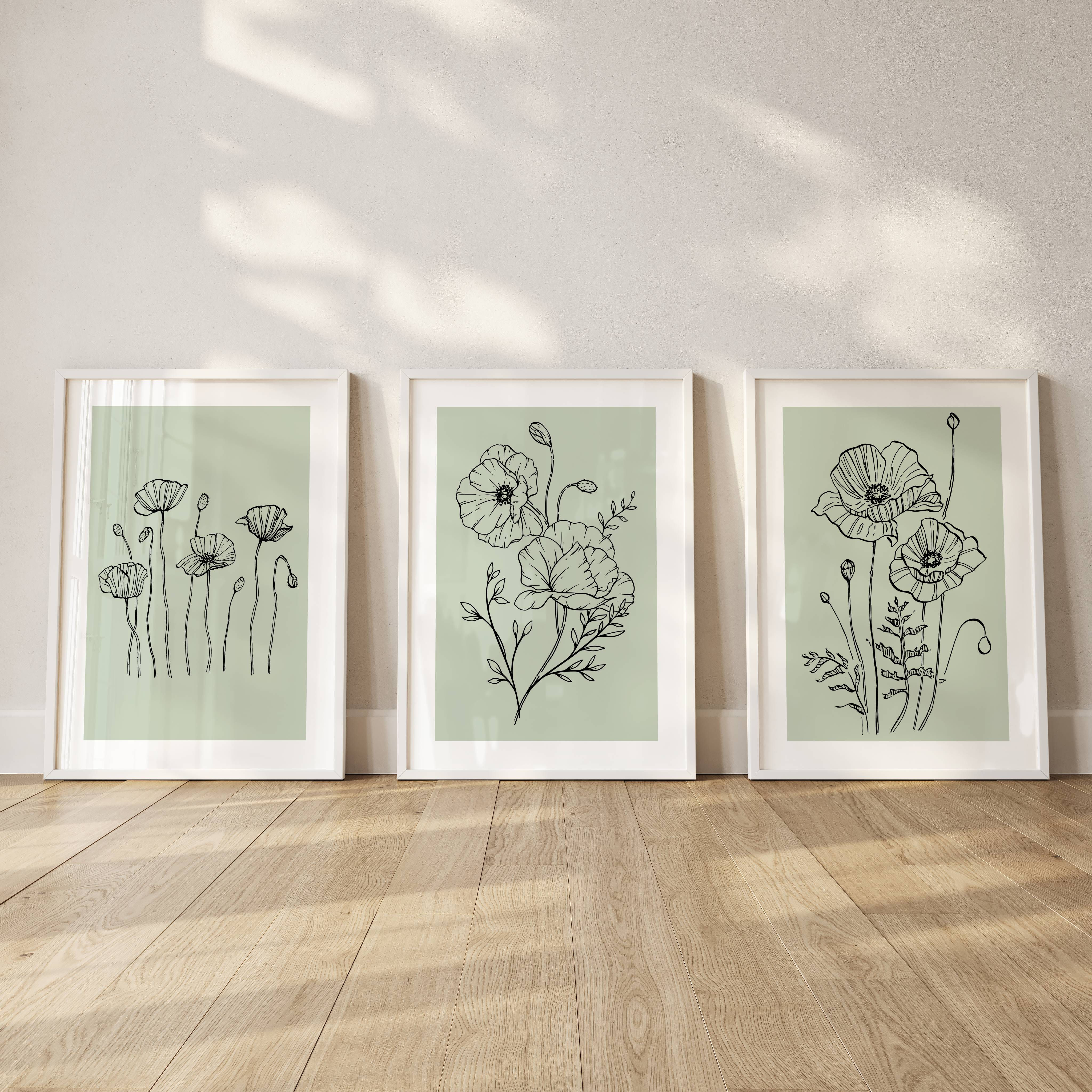 Set of 3 Vintage Botanical Prints Botanical Flower Wall Art Set
