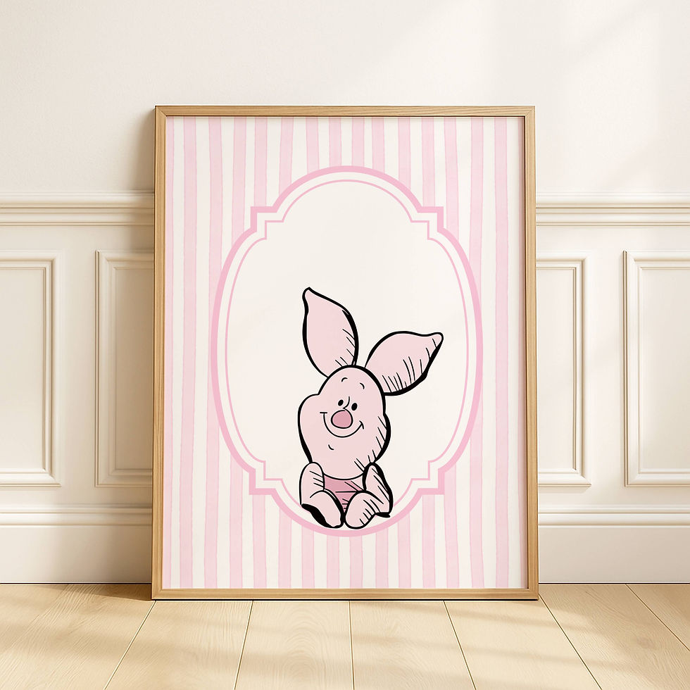 Thumbnail: Set of 4 Pooh and Friends, Winnie the Pooh Nursery Prints: Classic Striped Print