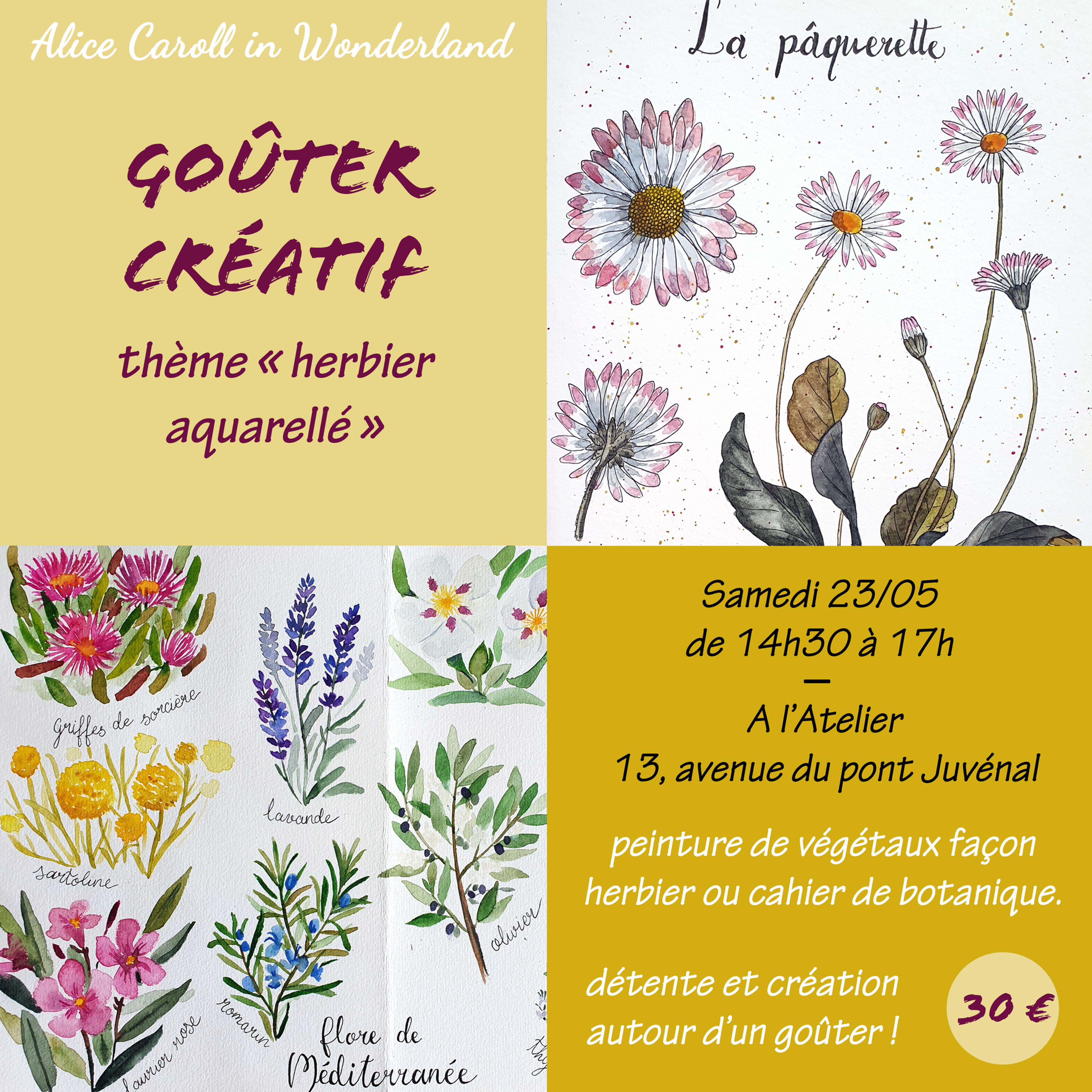 Goûter créatif - herbier aquarellé