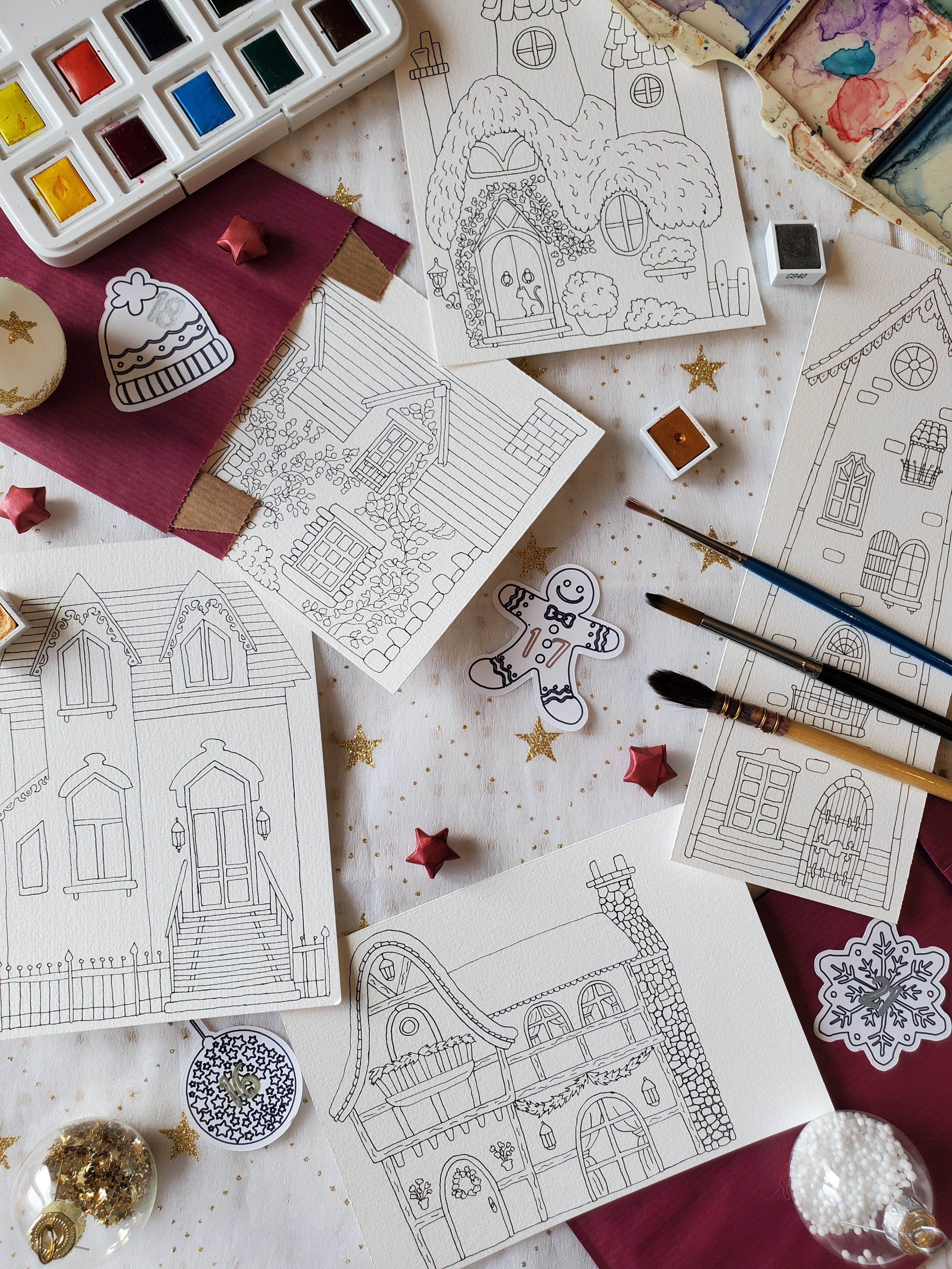 Calendrier de l'avent de maisons à peindre