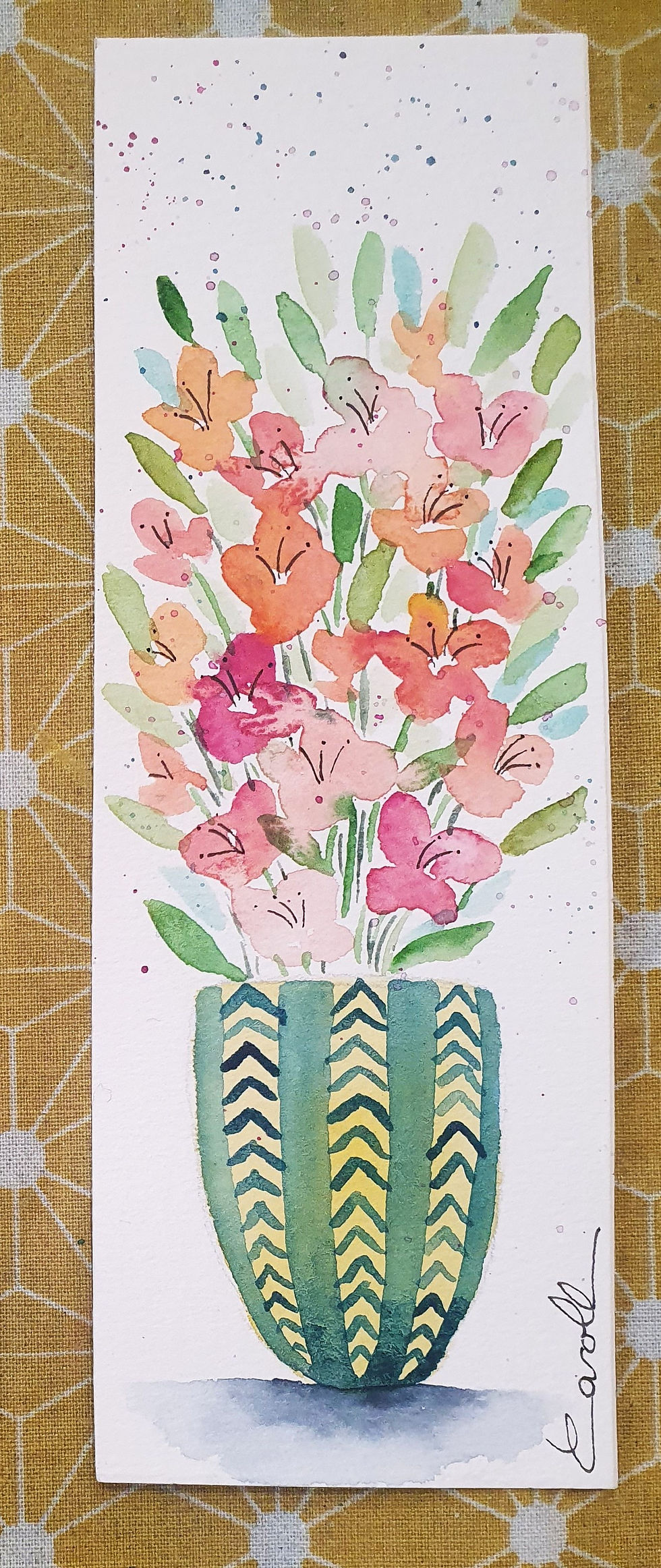 Plante et pot 1 - fleurs roses
