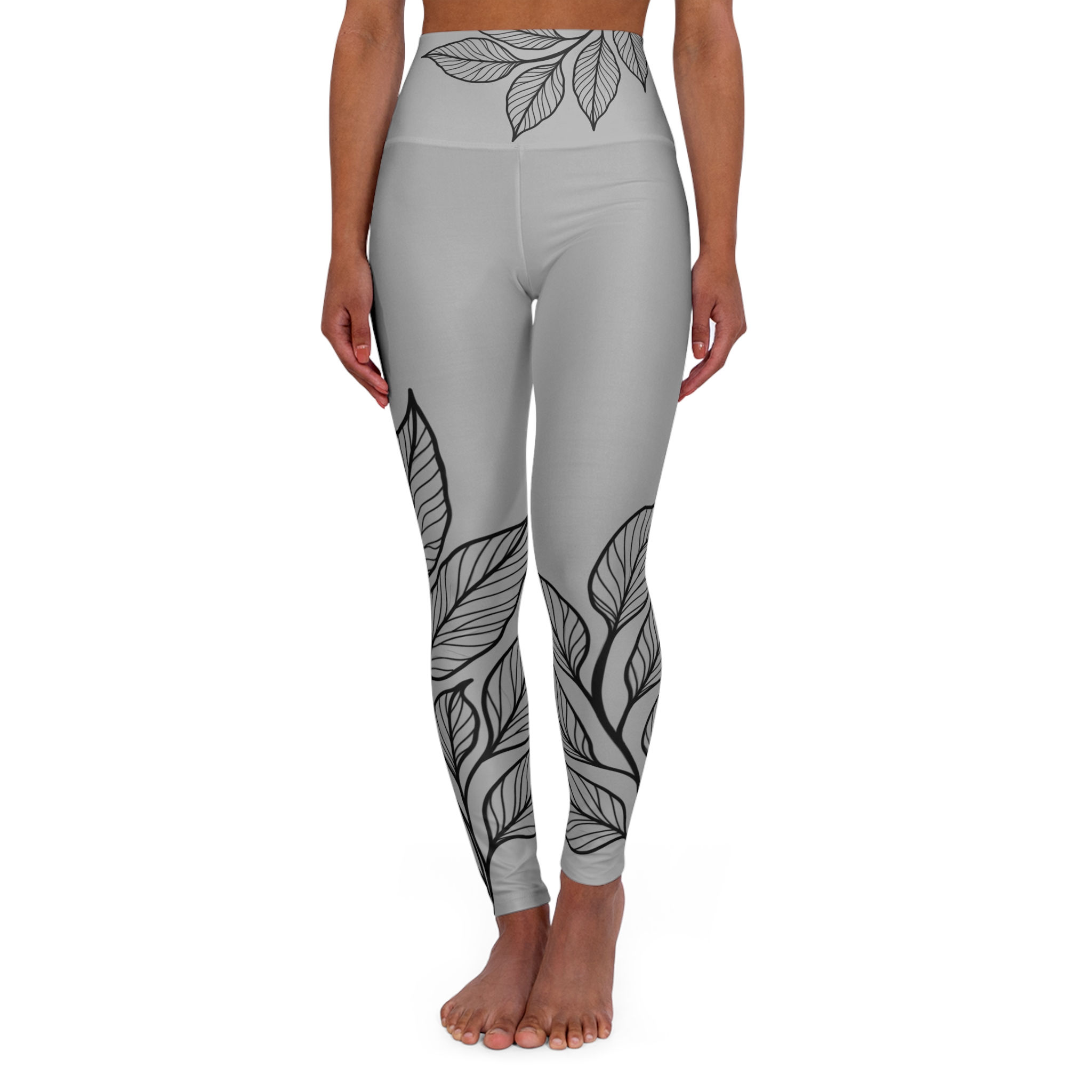 Black Sands Botanical Yoga Leggings - Light Grey