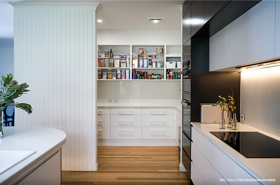 ABOVE: Partially hidden Scullery means it is easily accessible with wide access, yet hidden from view.