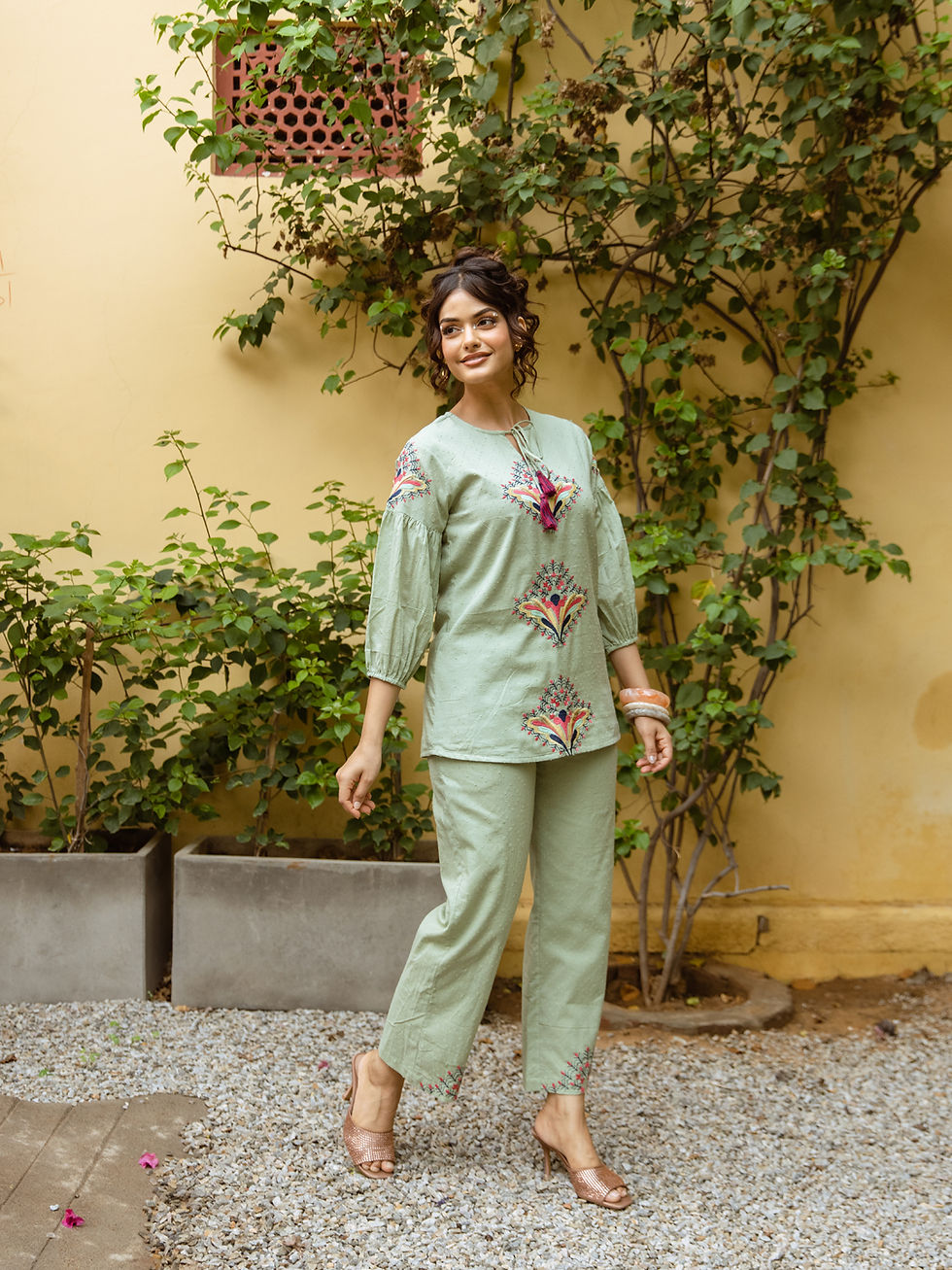 Thumbnail: Aadews Piper Green Embroidery Co-ord set