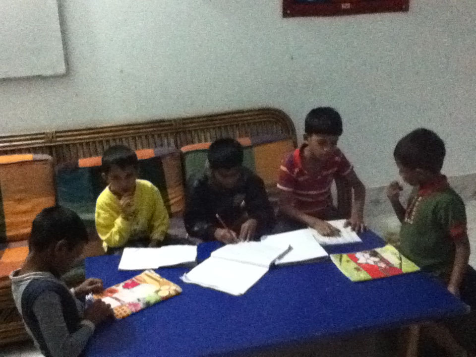 The boys studying