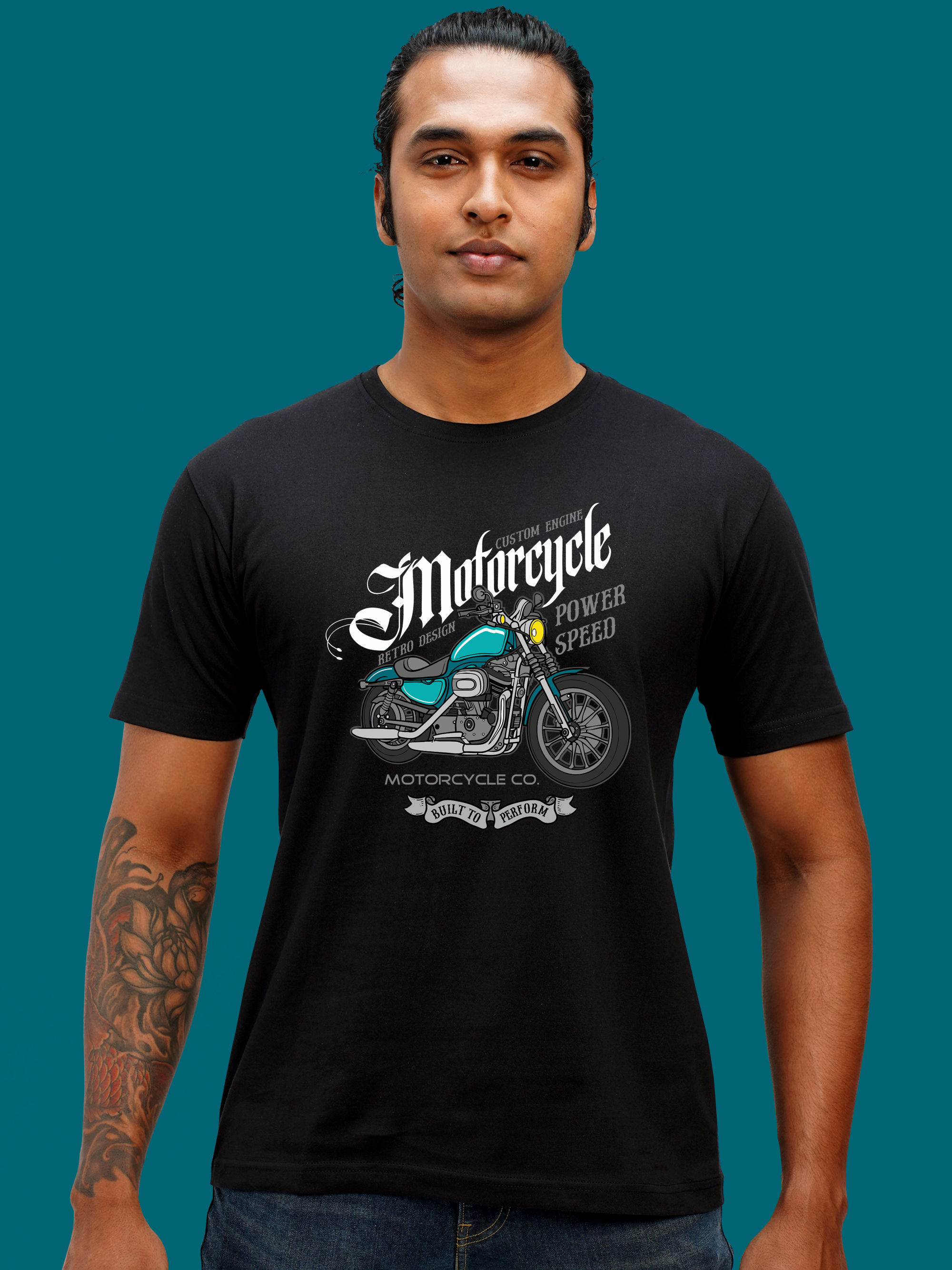 CUSTOM MOTORCYCLE BIKER T-SHIRT FRONT
